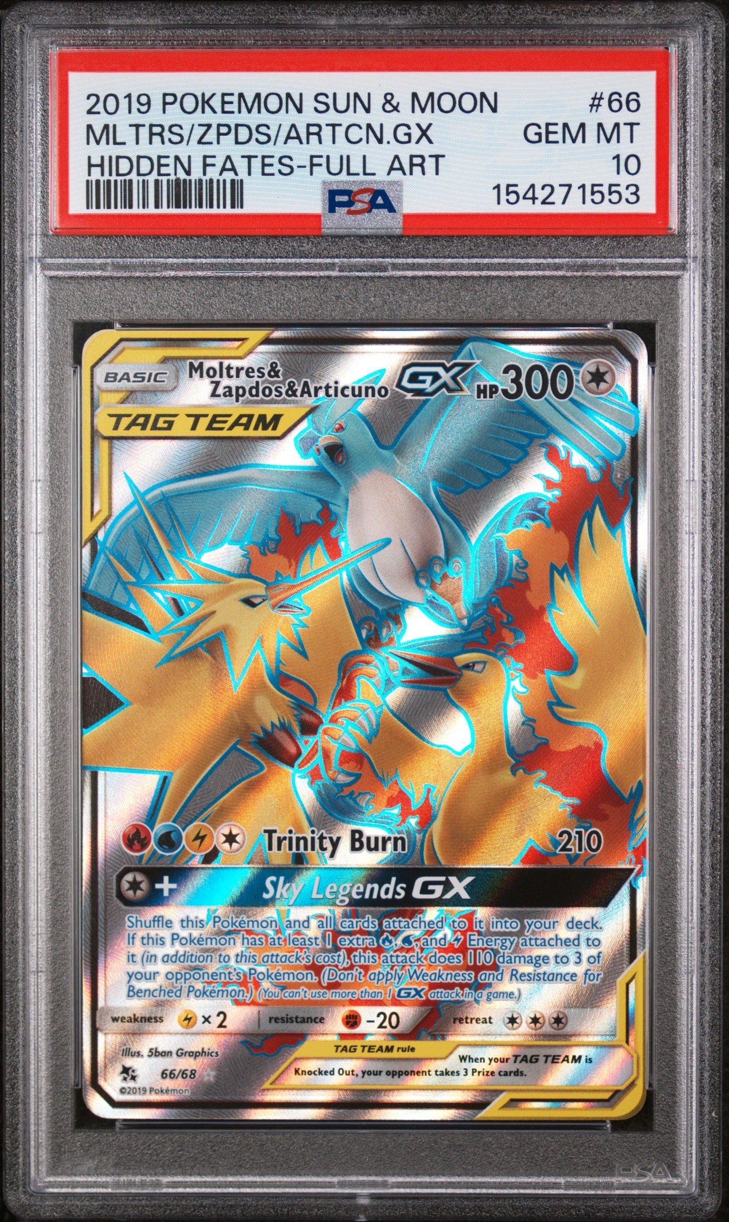 2019 Pokemon Sun & Moon Hidden Fates 66 Full Art/moltres & Zapdos &  Articuno Gx PSA 10 Graded Card | GameStop