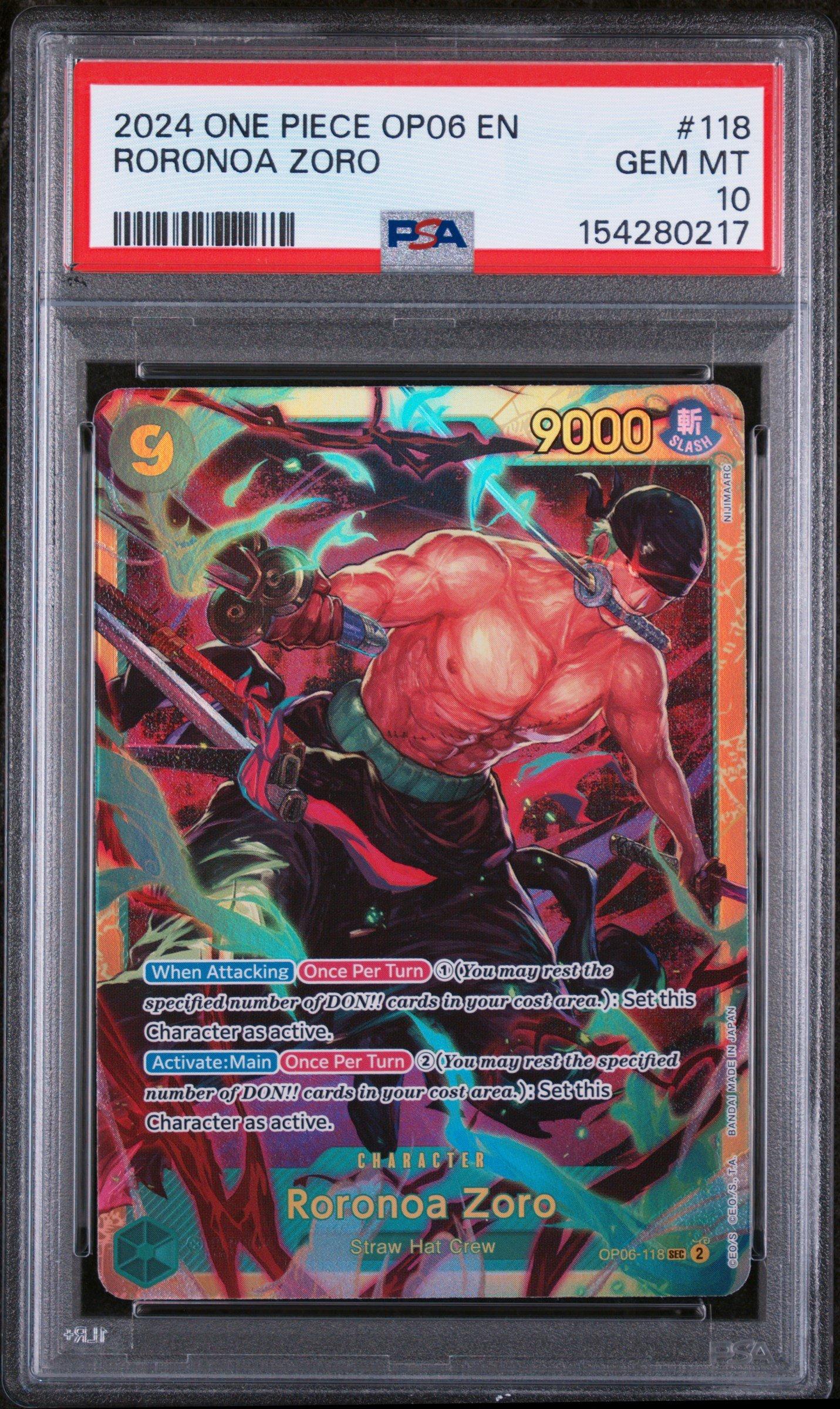 2024 One Piece Op06-wings Of The Captain 118 Roronoa Zoro PSA 10