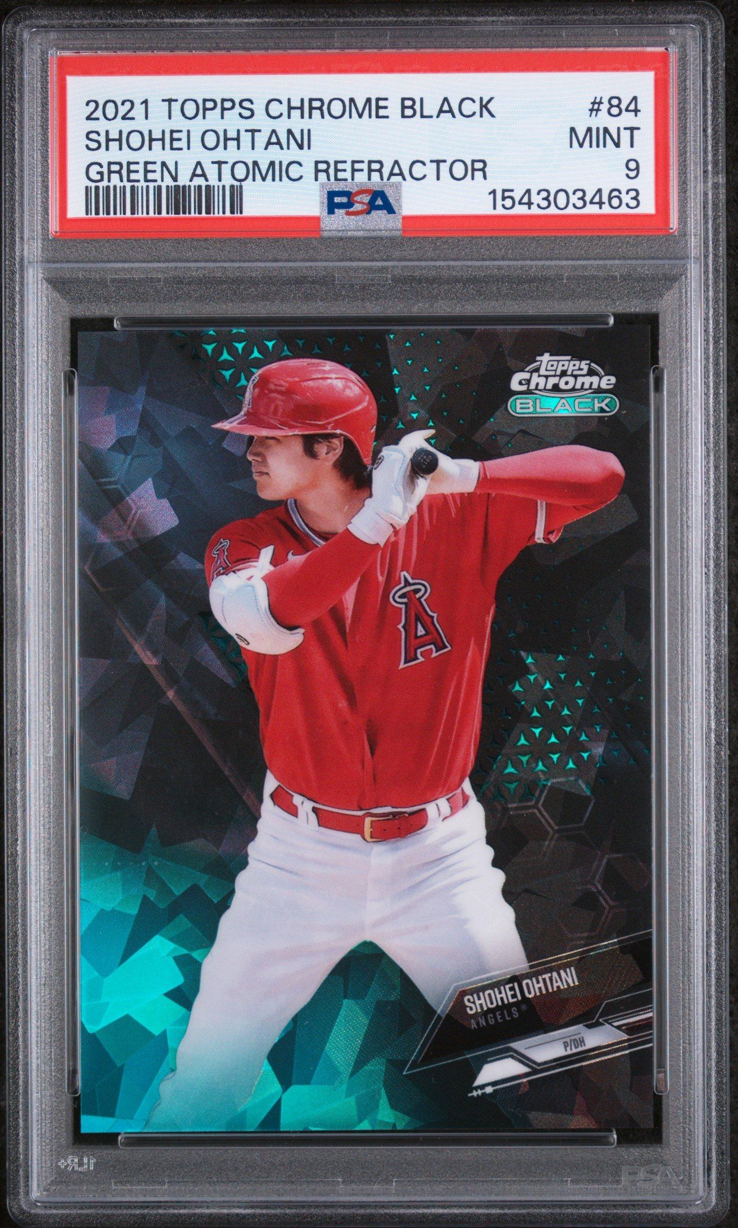 2021 Topps Chrome Black 84 Shohei Ohtani Green Atomic Refractor