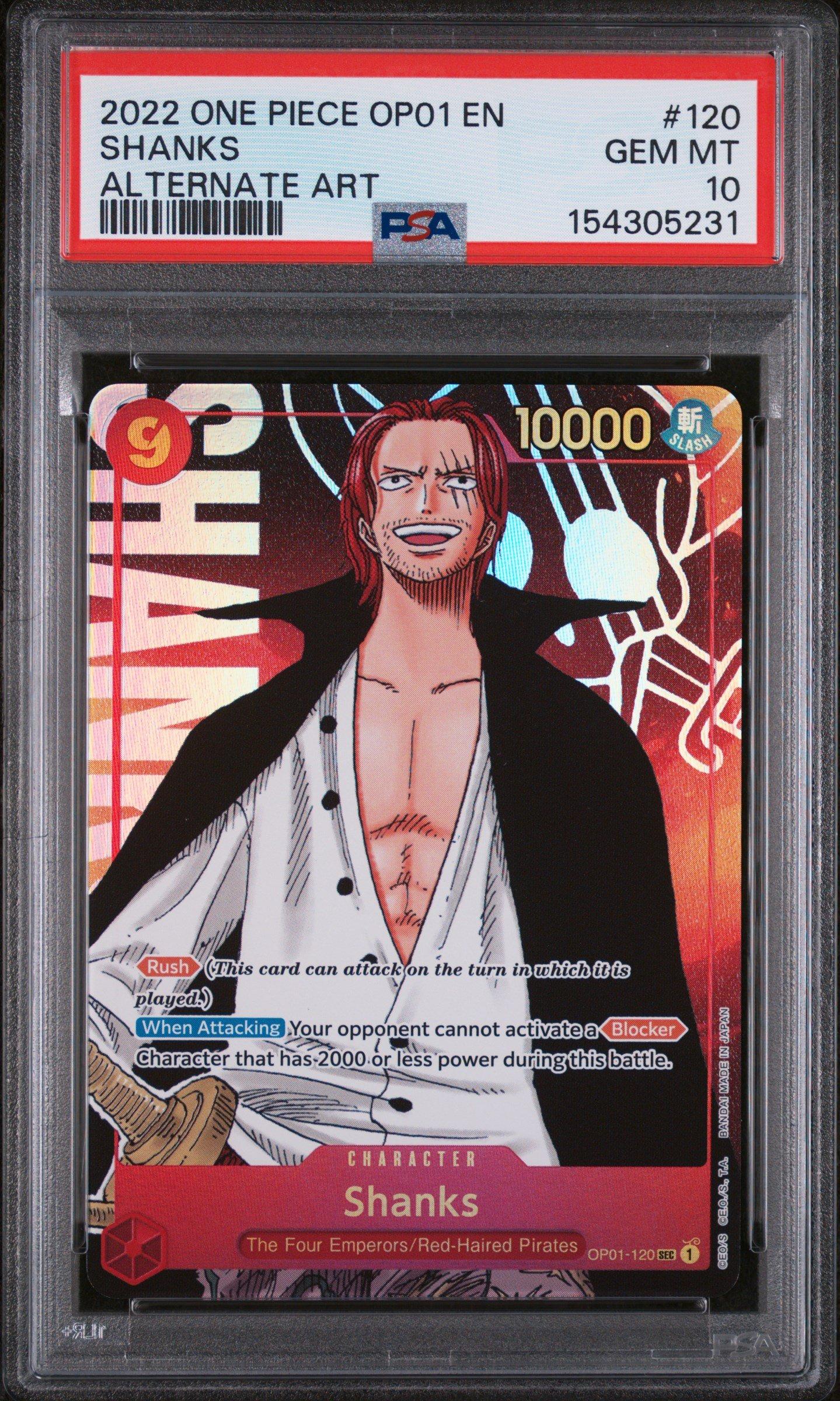 2022 One Piece Op01-romance Dawn 120 Shanks Alternate Art PSA 10