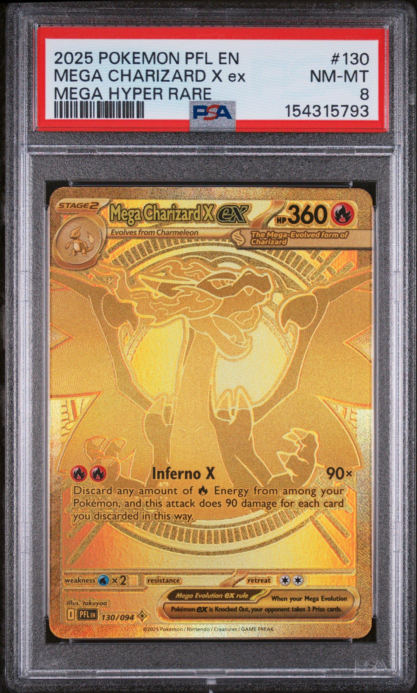 2025 Pokemon Pfl En-phantasmal Flames 130 Mega Charizard X Ex Mega