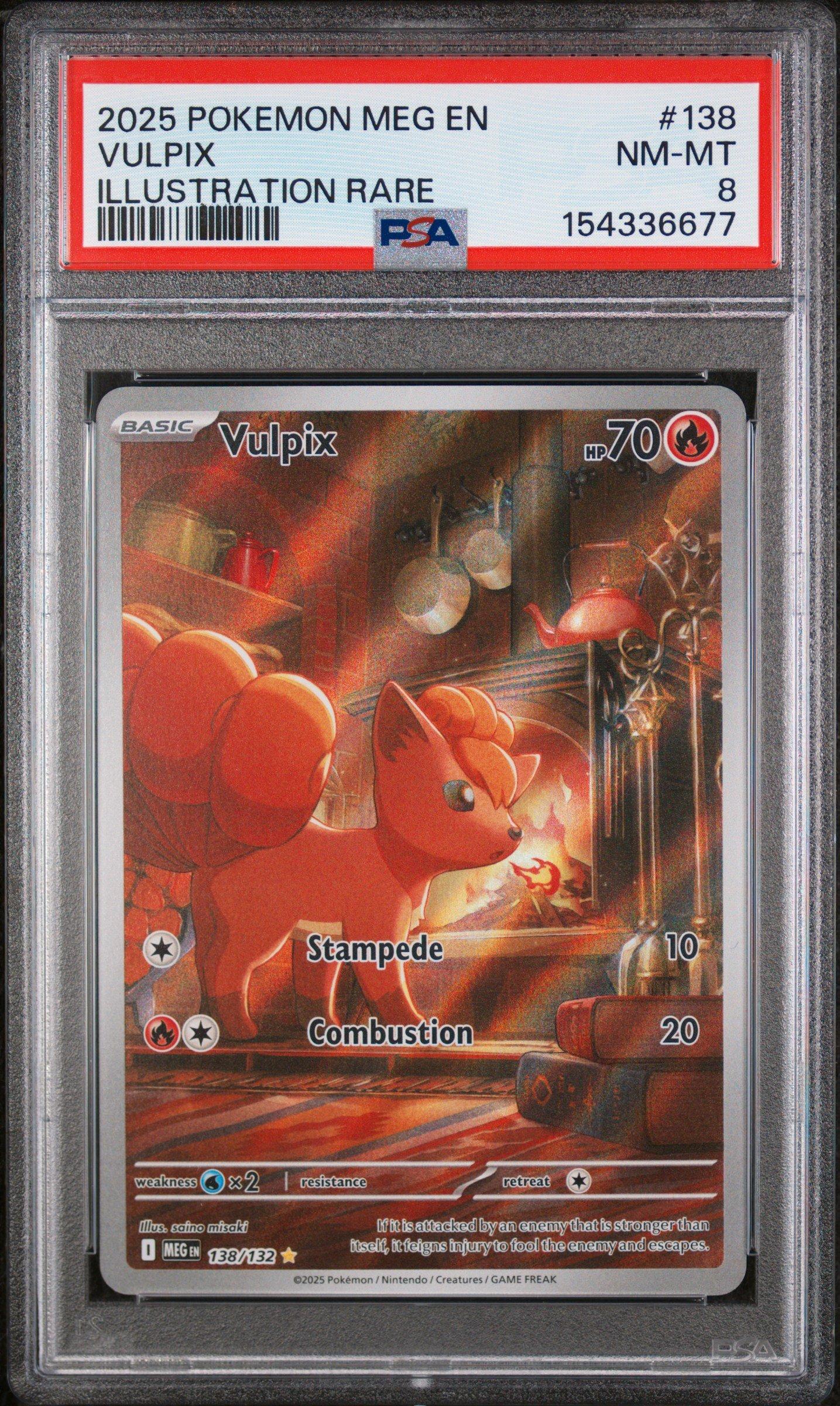 2025 Pokemon Meg En-mega Evolution 138 Vulpix Illustration Rare PSA 8  Graded Card | GameStop