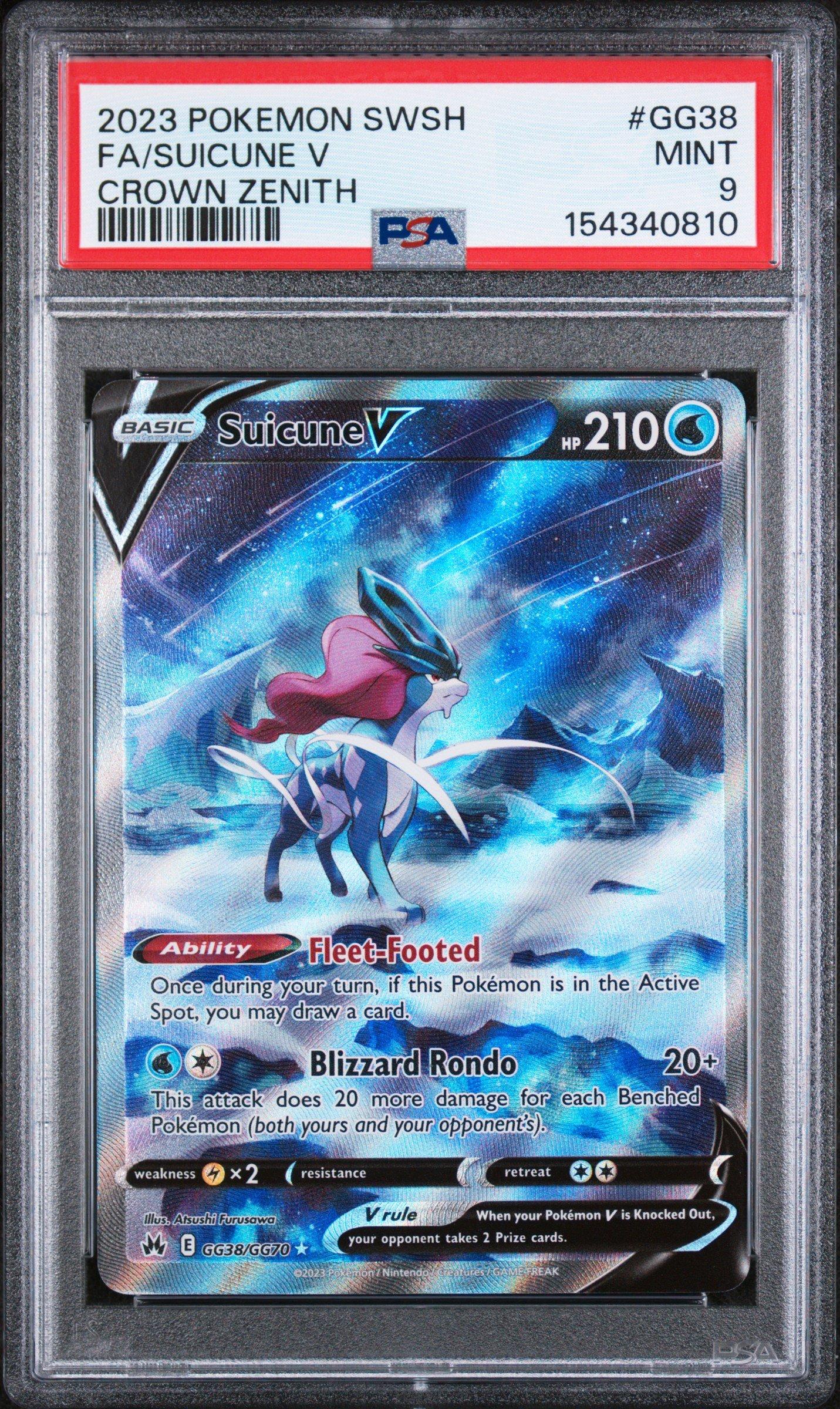 pokemon card suicune v 2023 Pokemon Sword And Shield Crown Zenith Gg38 Full Art/suicune V PSA 9  Graded Card