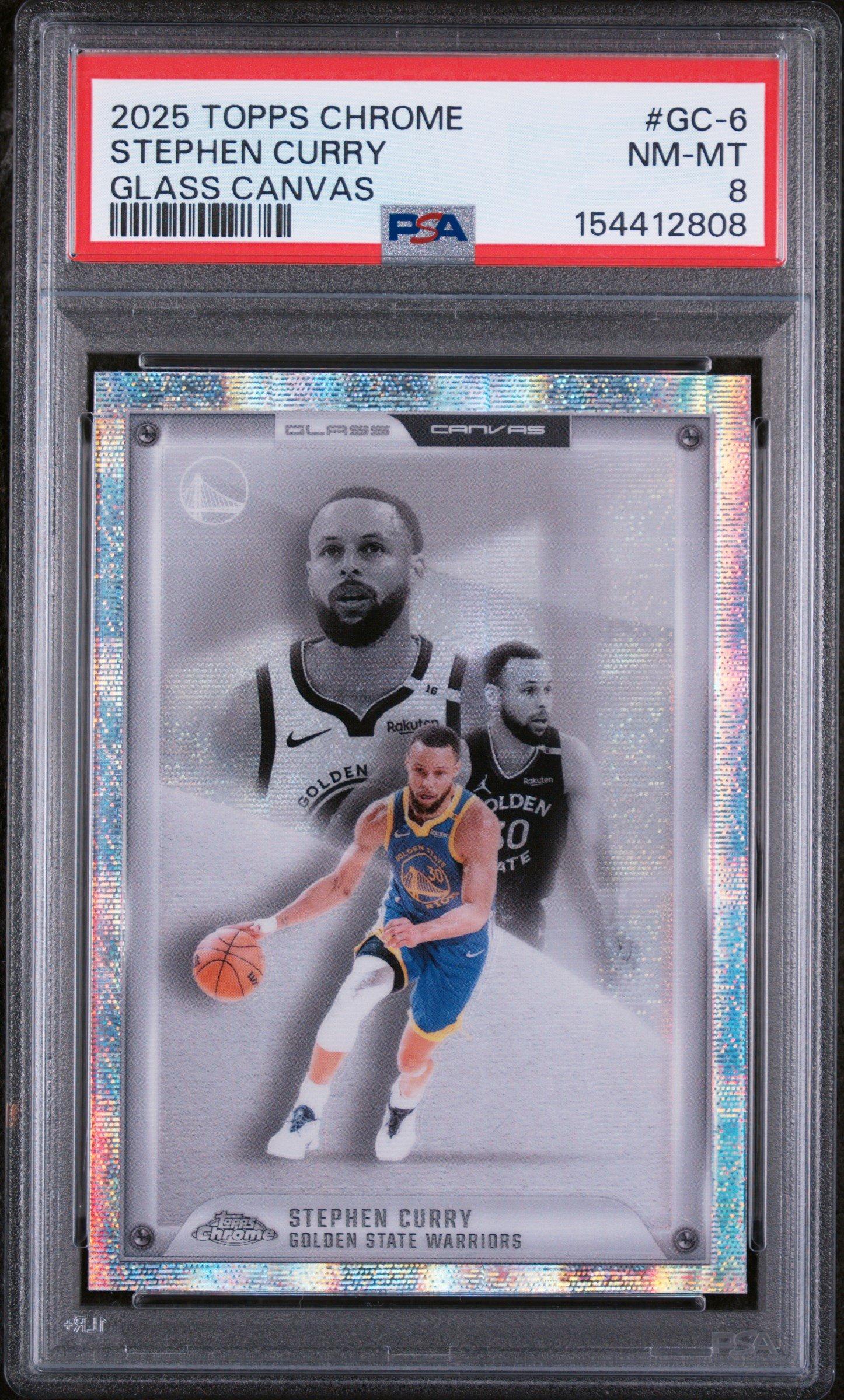 2025 Topps Chrome Glass Canvas Gc-6 Stephen Curry PSA 8 Graded