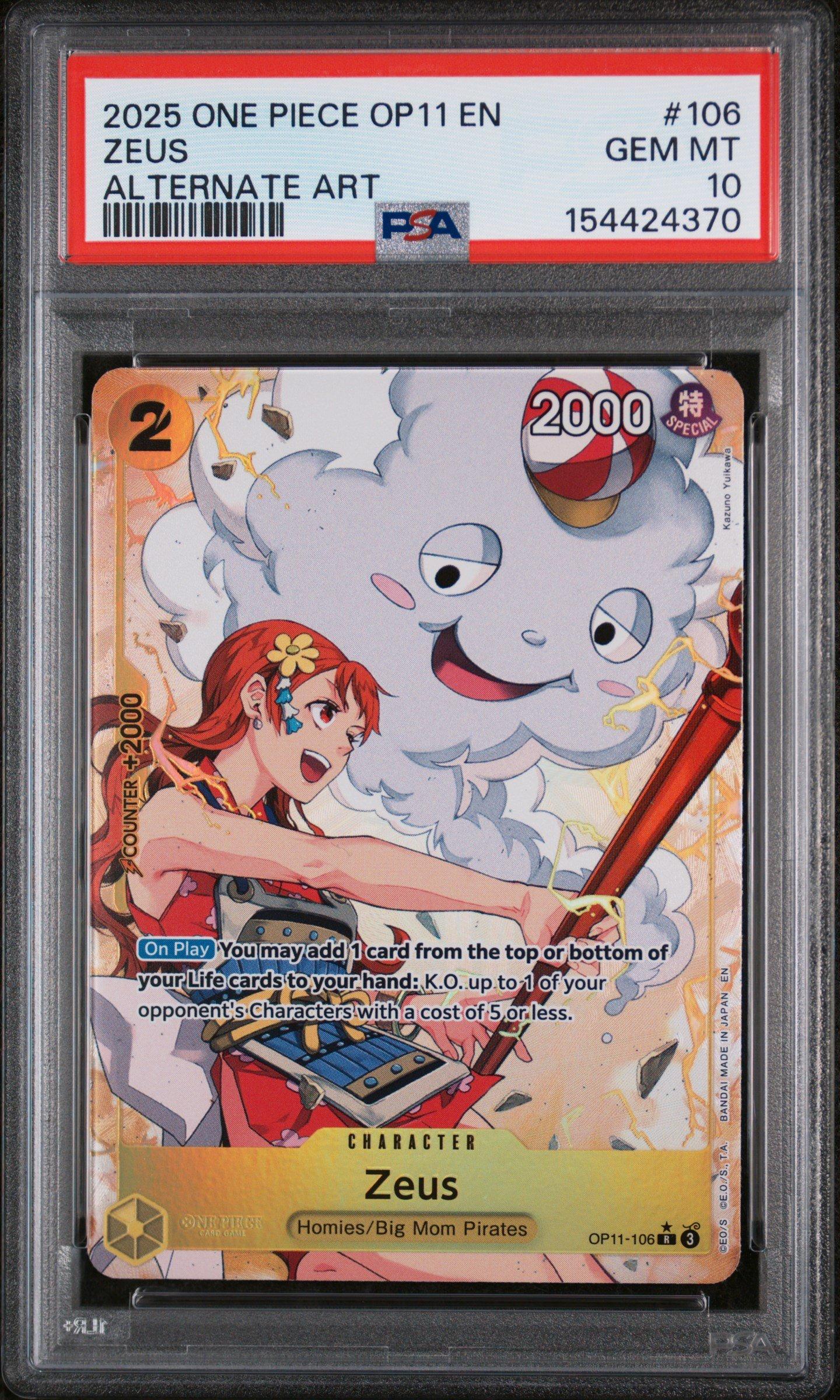 2025 One Piece Op11-a Fist Of Divine Speed 106 Zeus Alternate Art