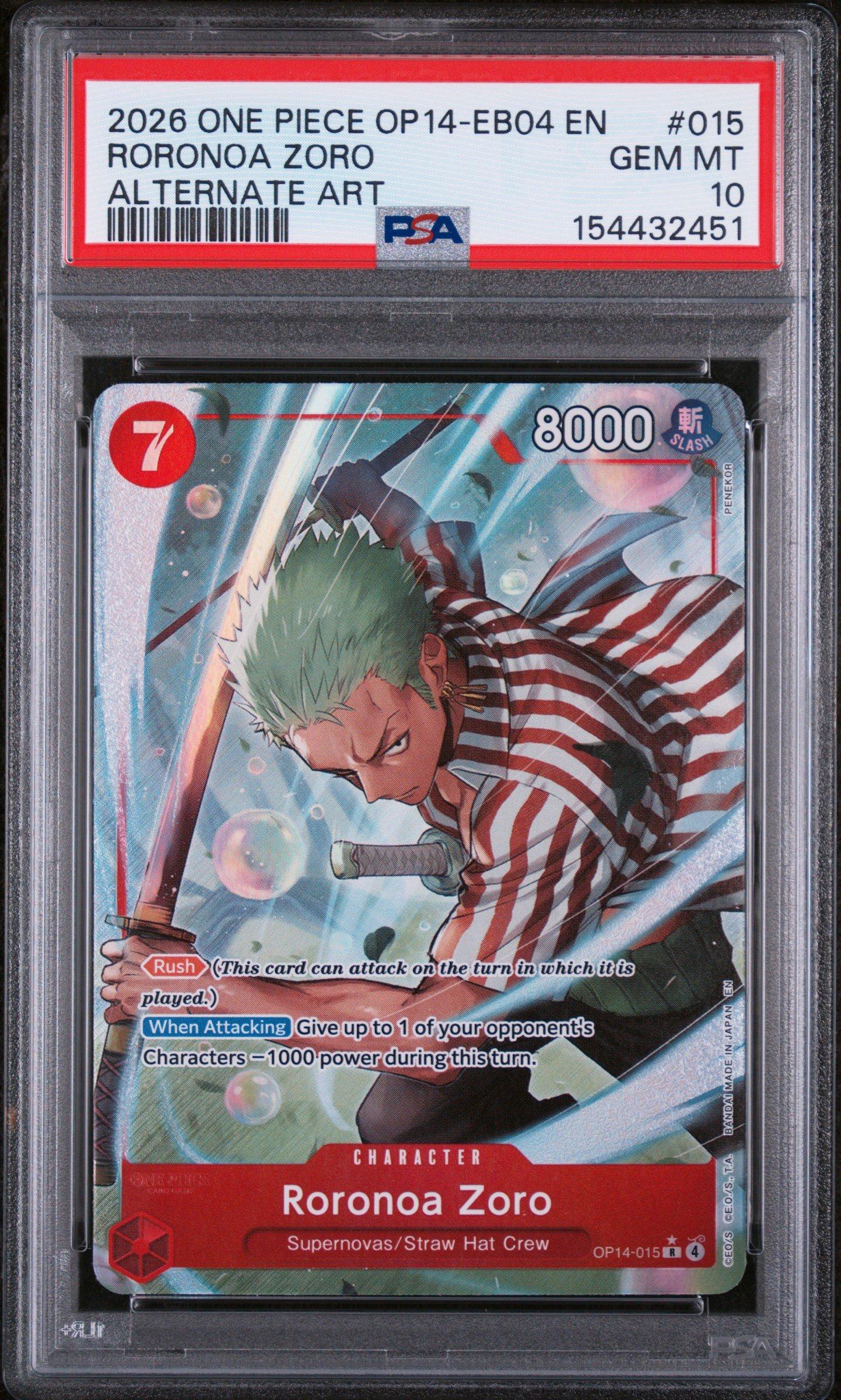 つりざお　BORDERLESS 2026 One Piece Op14-eb04-the Azure Sea's Seven 015 Roronoa Zoro