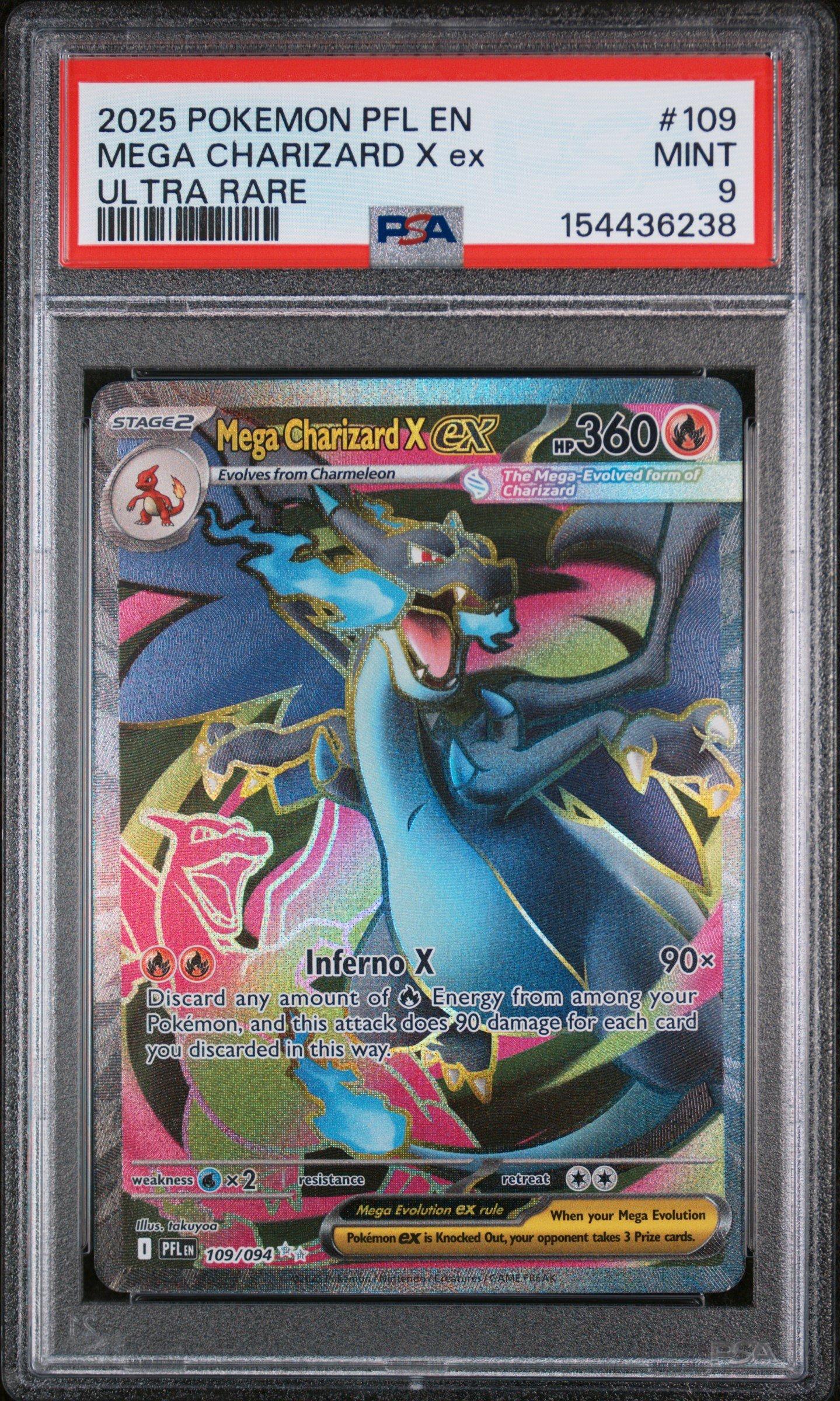 2025 Pokemon Pfl En-phantasmal Flames 109 Mega Charizard X Ex