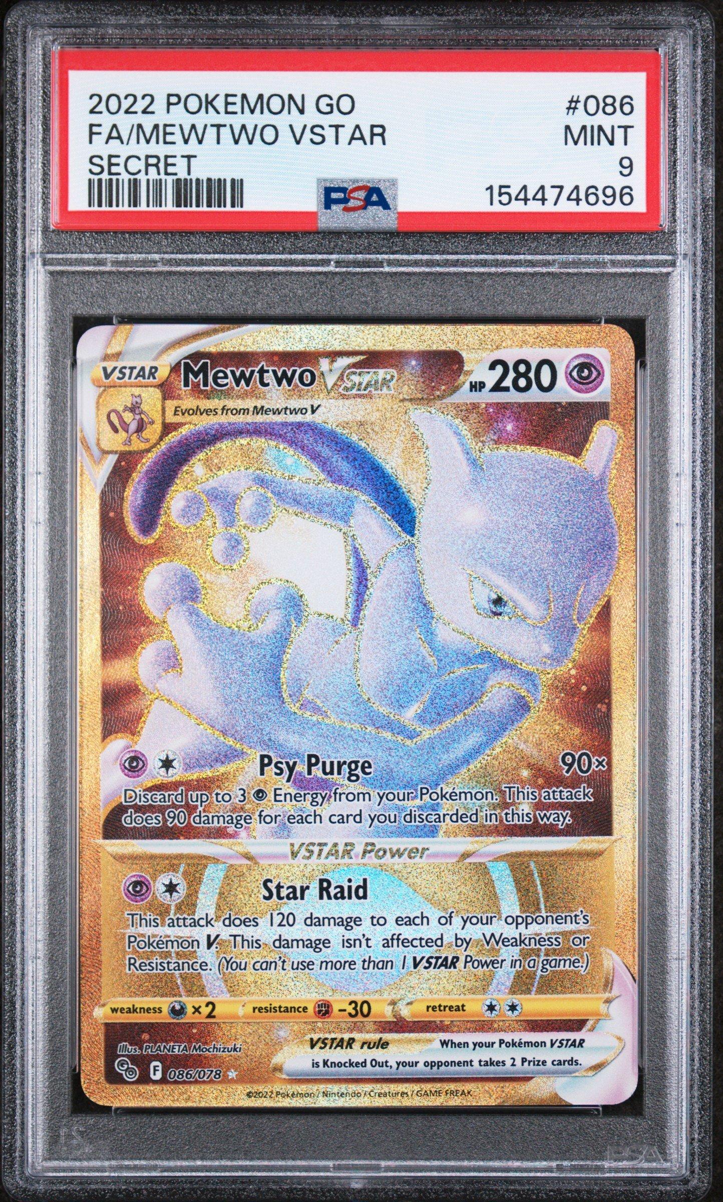2022 Pokemon Go 086 Full Art/mewtwo Vstar Secret PSA 9 Graded Card