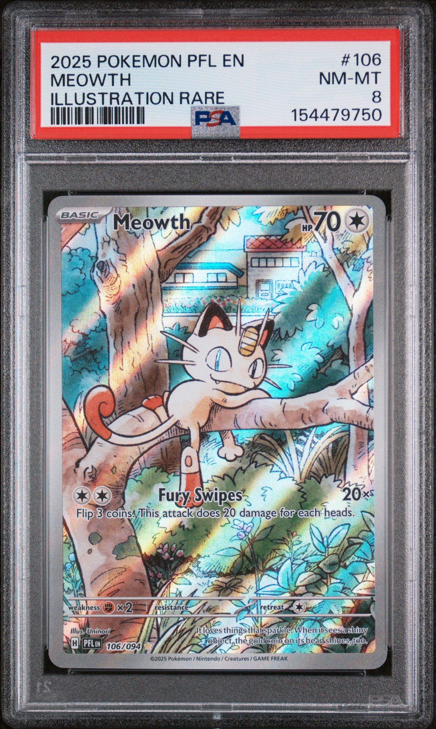 2025 Pokemon Pfl En-phantasmal Flames 106 Meowth Illustration Rare PSA 8  Graded Card | GameStop