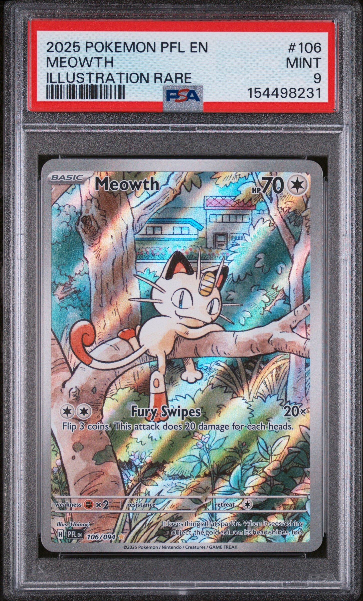 【PSA9】ニャースAR Phantasmal Flames 英語版 IR 2025 Pokemon Pfl En-phantasmal Flames 106 Meowth Illustration Rare