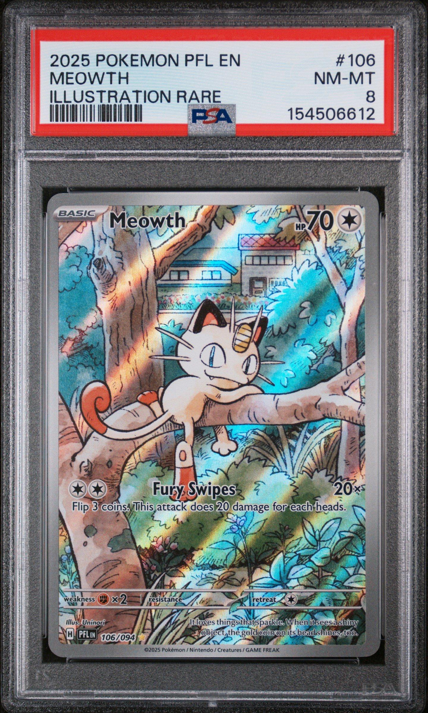 2025 Pokemon Pfl En-phantasmal Flames 106 Meowth Illustration Rare