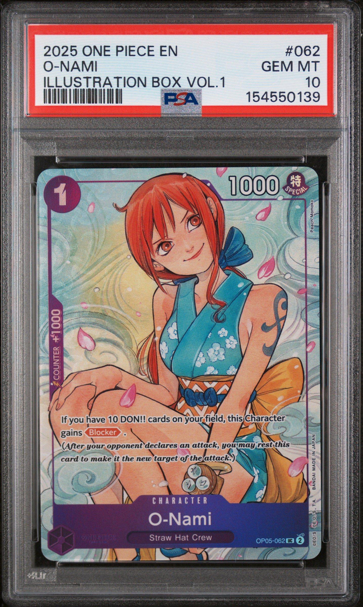 2025 ONE PIECE JP O-Nami 　PSA10 2025 One Piece Promos 062 O-nami Illustration Box Vol.1 PSA 10