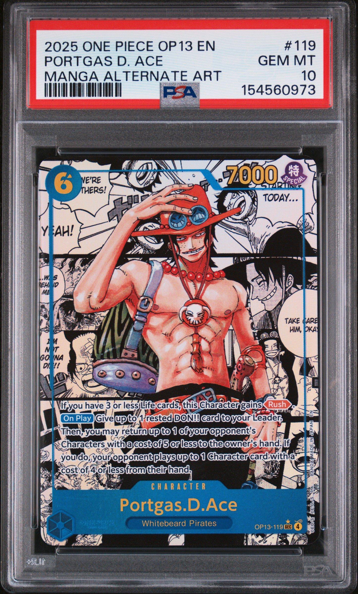 【PSA10】2025 ワンピース OP13 ポートガス・D・エース #119 2025 One Piece Op13-carrying On His Will 119 Portgas D. Ace Manga
