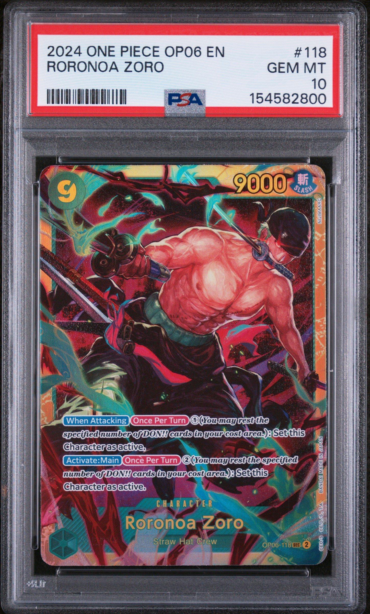 2024 ONE PIECE JPN ロロノア・ゾロ PSA 10 2024 One Piece Op06-wings Of The Captain 118 Roronoa Zoro PSA 10