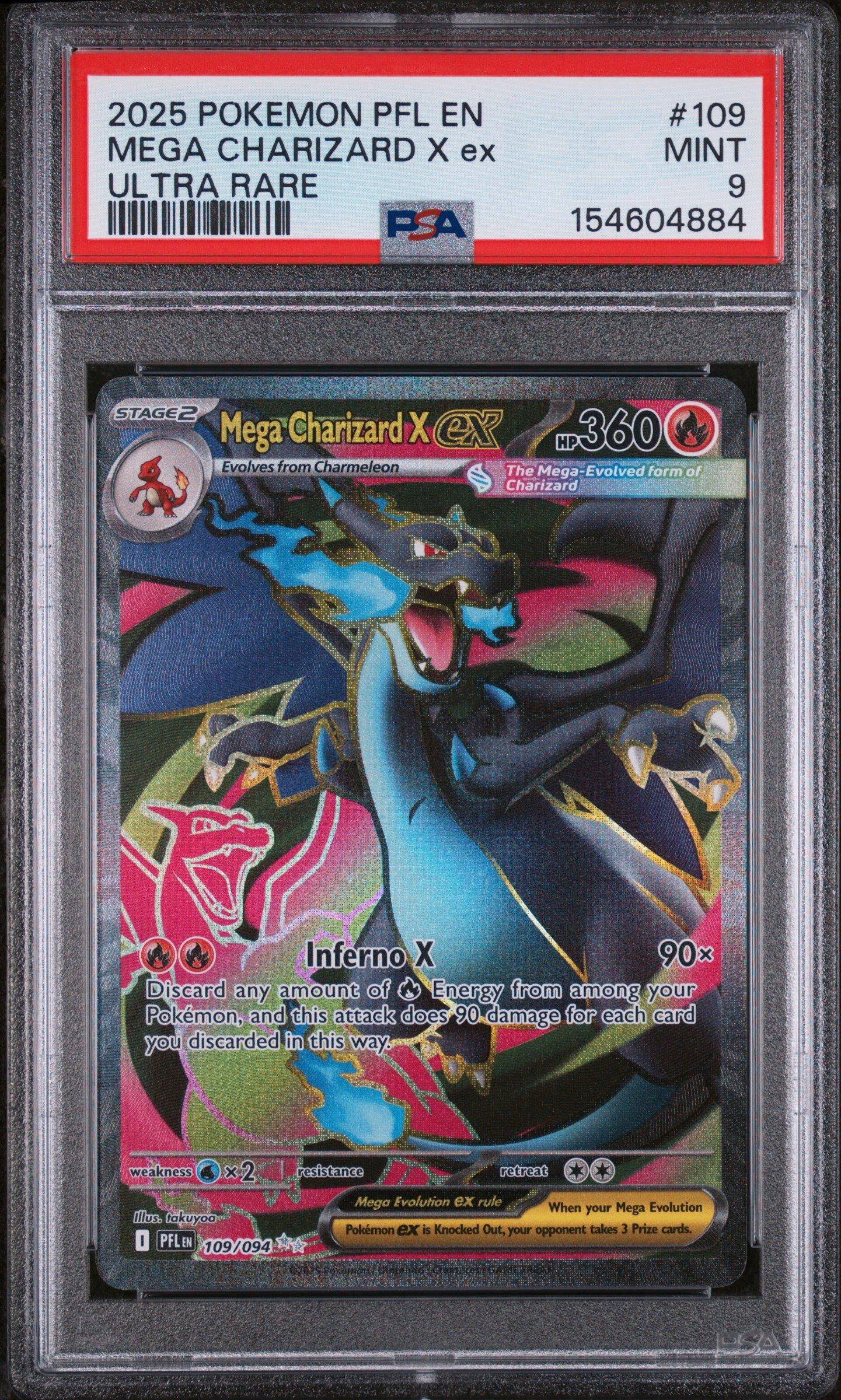 2025 Pokemon Pfl En-phantasmal Flames 109 Mega Charizard X Ex