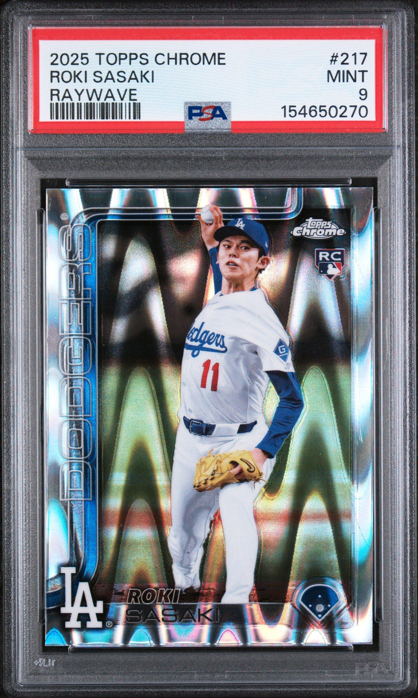 2025 Topps Chrome 217 Roki Sasaki Raywave PSA 9 Graded Card | GameStop