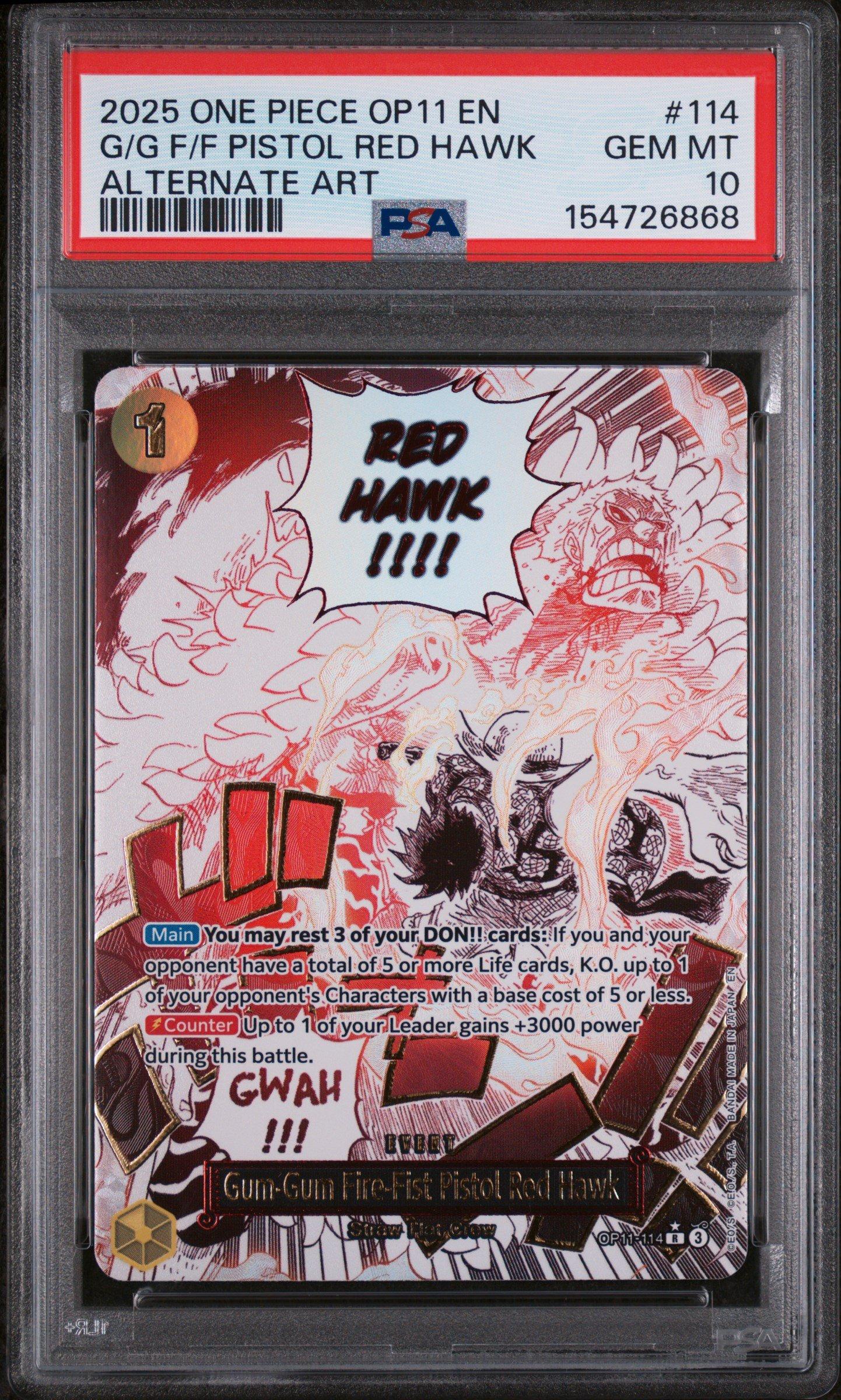 PSA10 突直拳骨 OP11 8059 2025 One Piece Op11-a Fist Of Divine Speed 114 Gum-gum Fire-fist