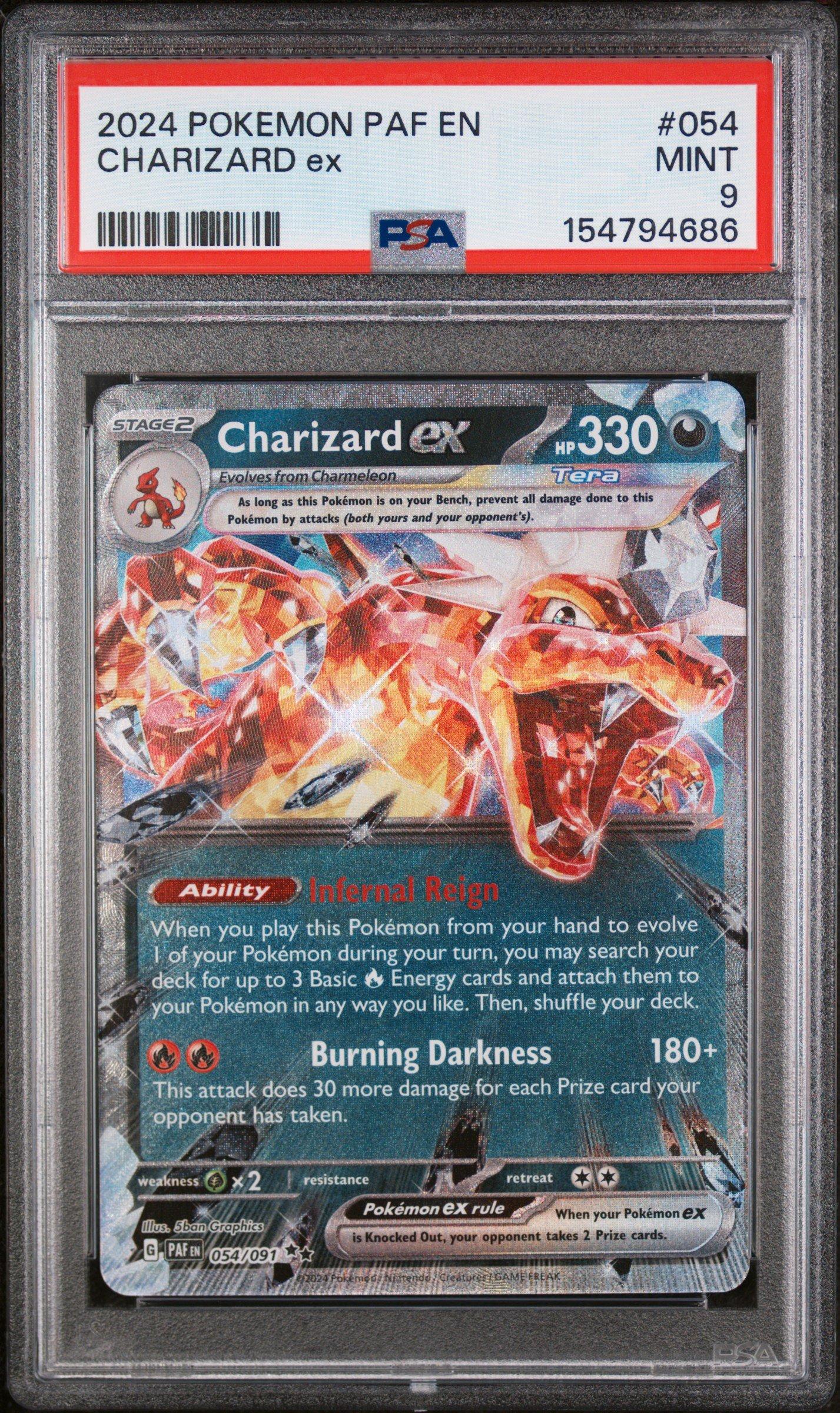 2024 Pokemon Paf En-paldean Fates 054 Charizard Ex PSA 9 Graded
