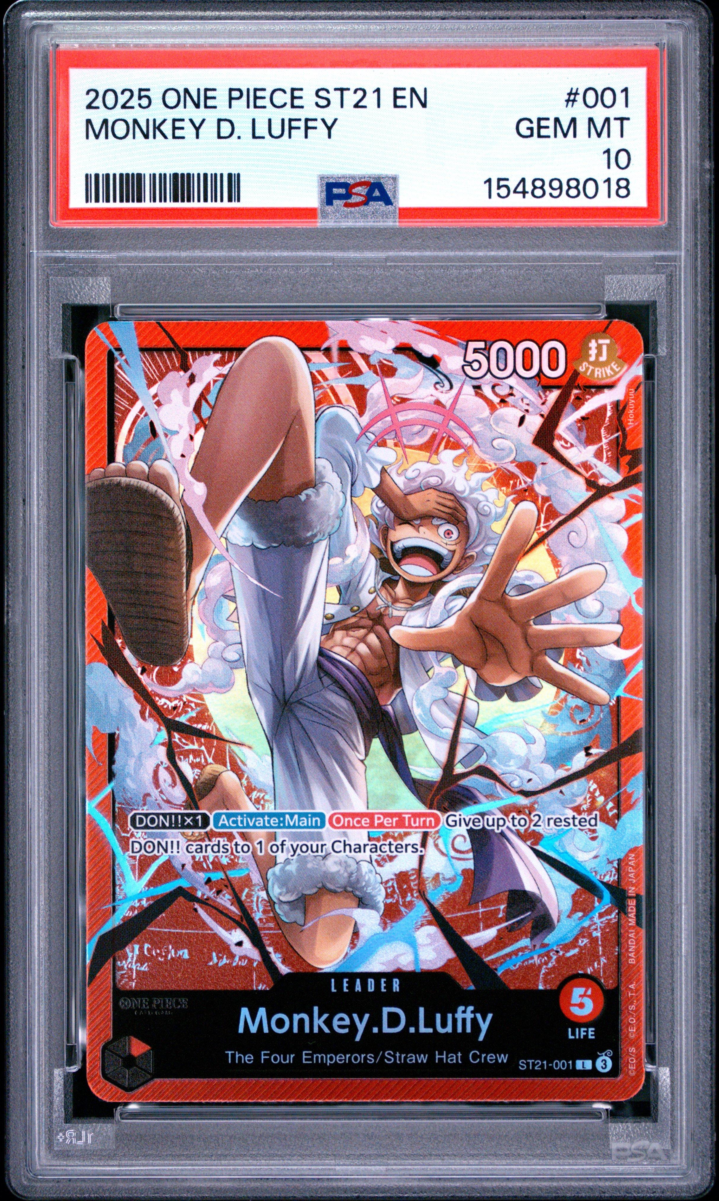 2025 One Piece Starter Deck St21-ex Gear 5 001 Monkey D. Luffy PSA