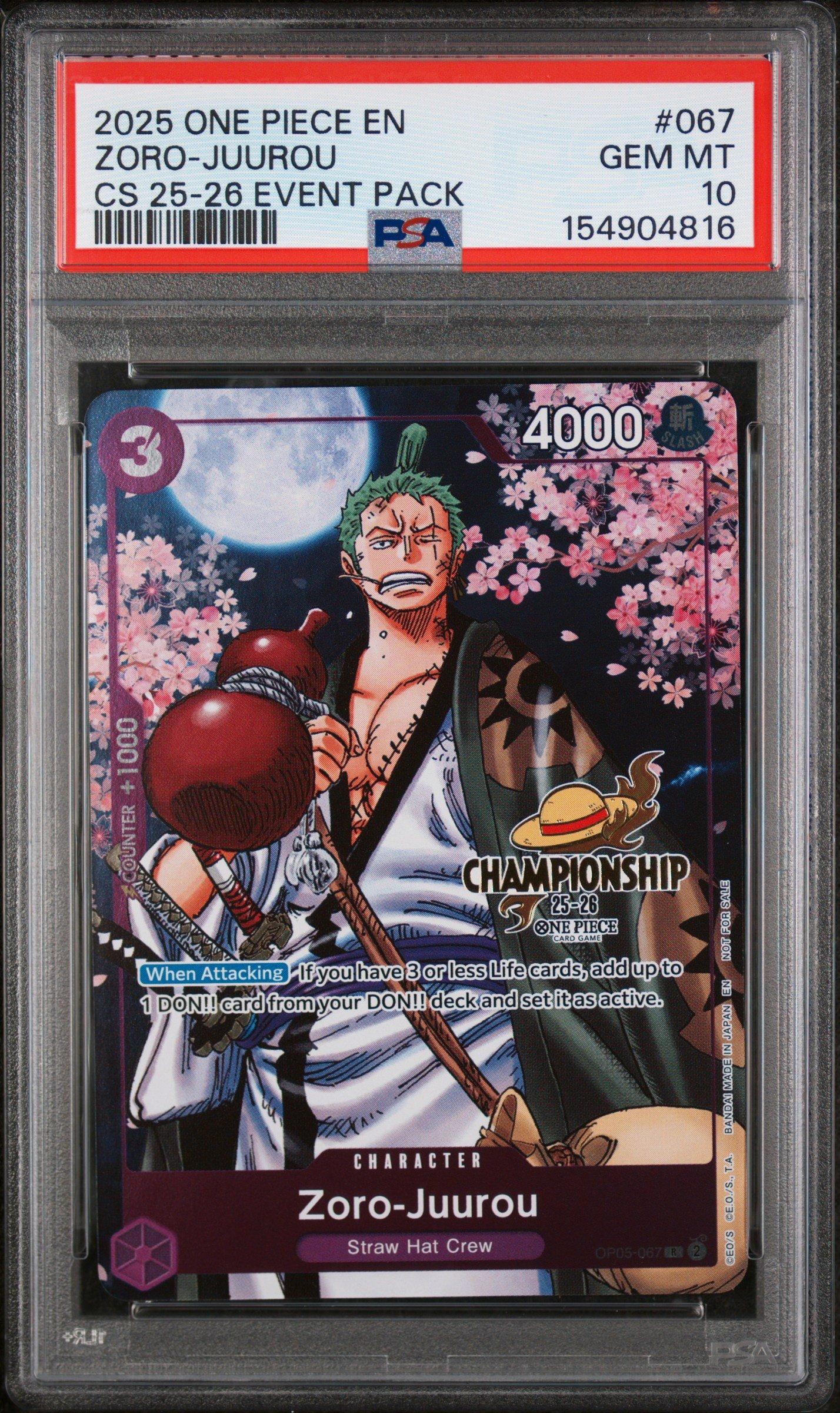 2025 One Piece Championship 2025-26 Event Pack 067 Zoro-juurou PSA