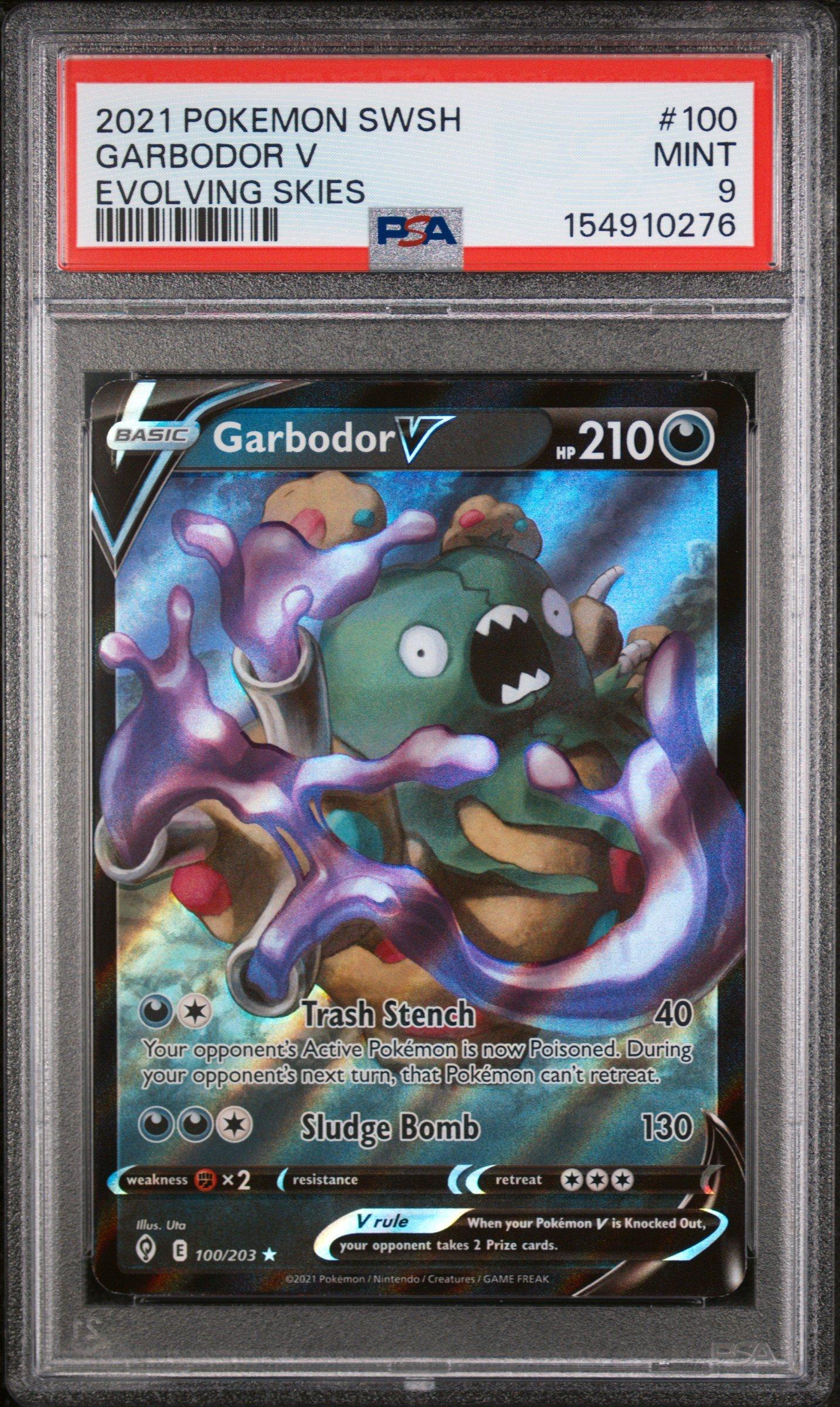 2021 Pokemon Sword & Shield Evolving Skies 100 Garbodor V PSA 9 Graded Card  | GameStop