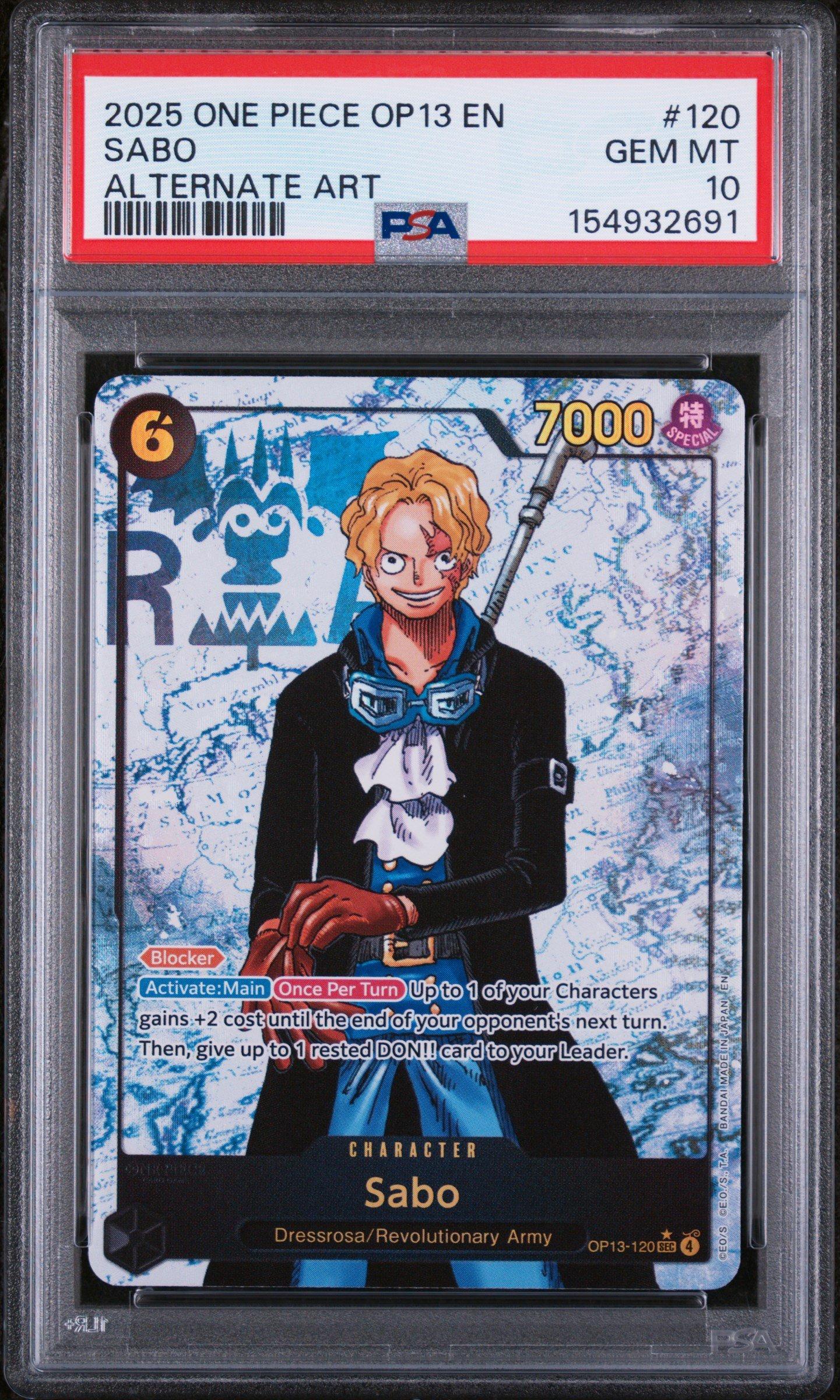 2025 One Piece Op13-carrying On His Will 120 Sabo Alternate Art PSA 10 Graded  Card | GameStop
