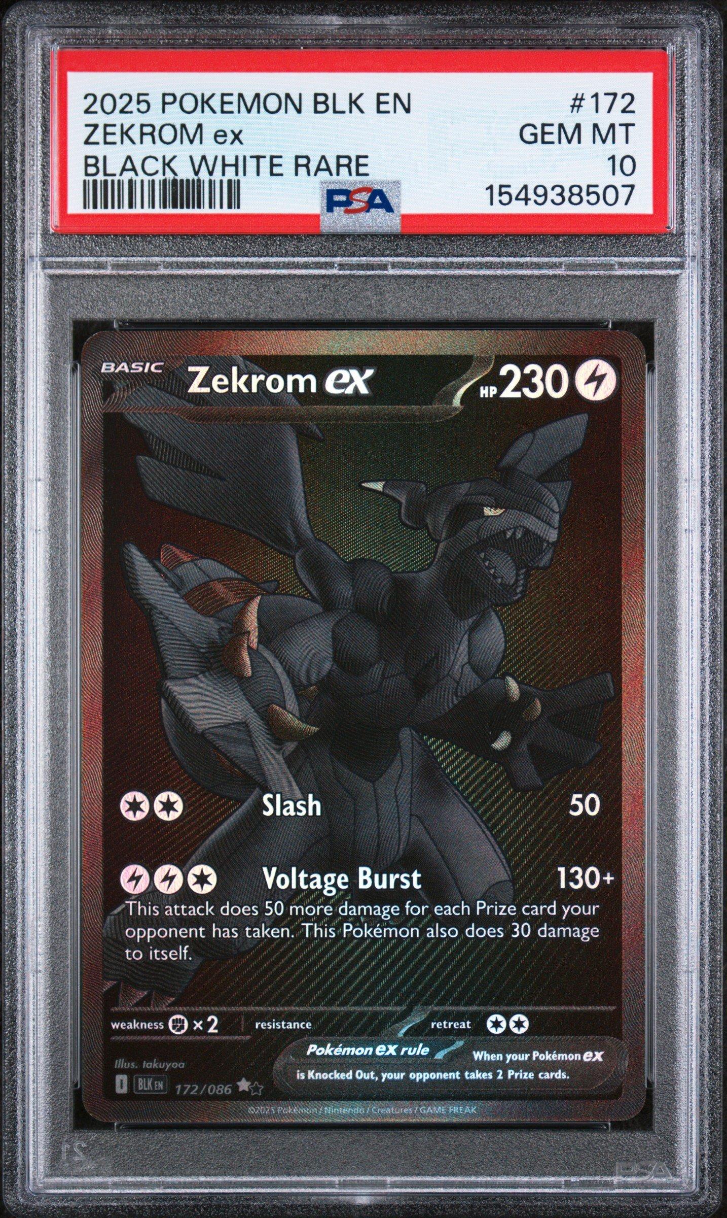 2025 Pokemon Blk En-black Bolt 172 Zekrom Ex Black White Rare PSA