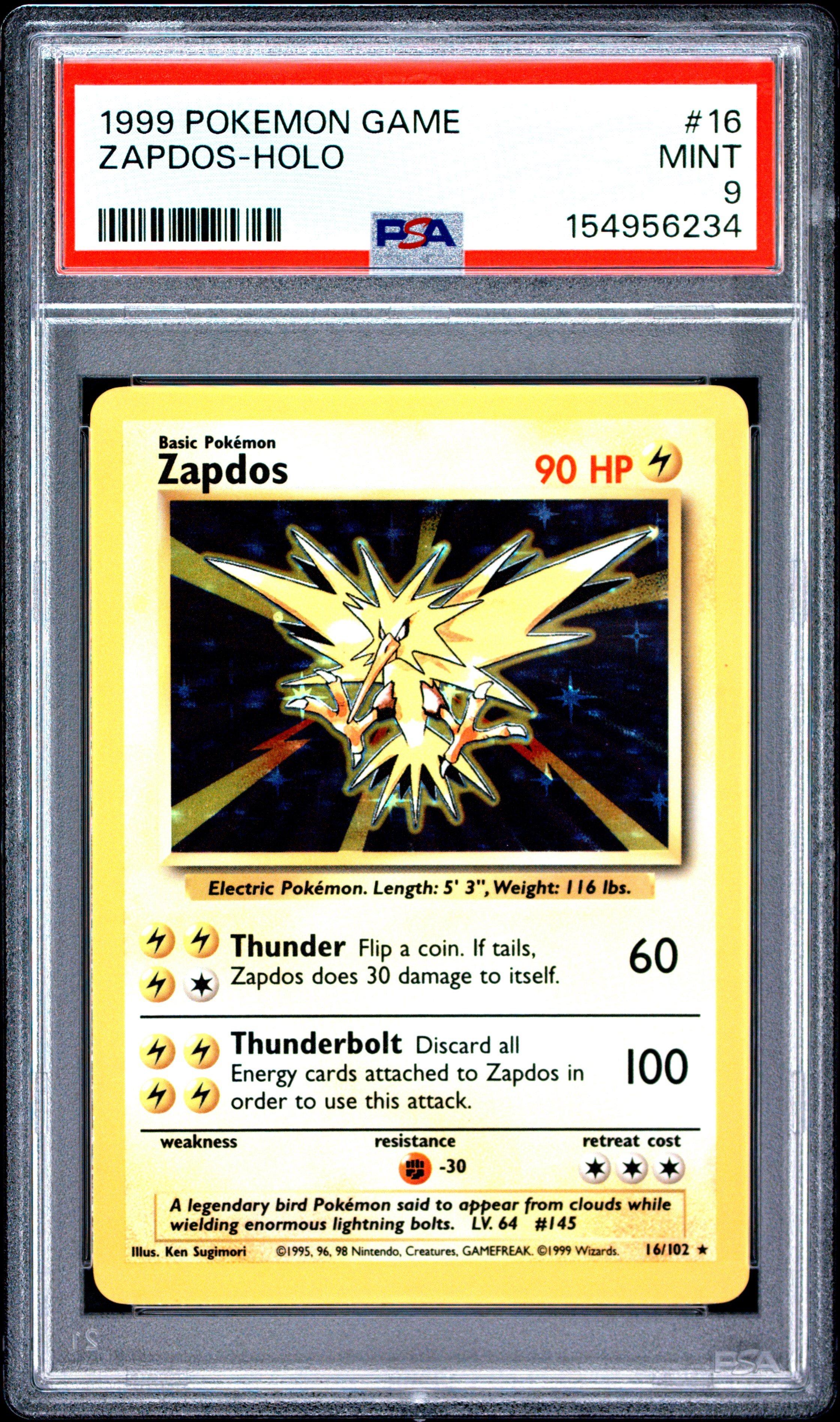 1999 wizard pokemon cards Game 16 Zapdos-holo PSA 9 Graded Card this card is the perfect way to showcase your collection. Wizards of the Coast Pokemon