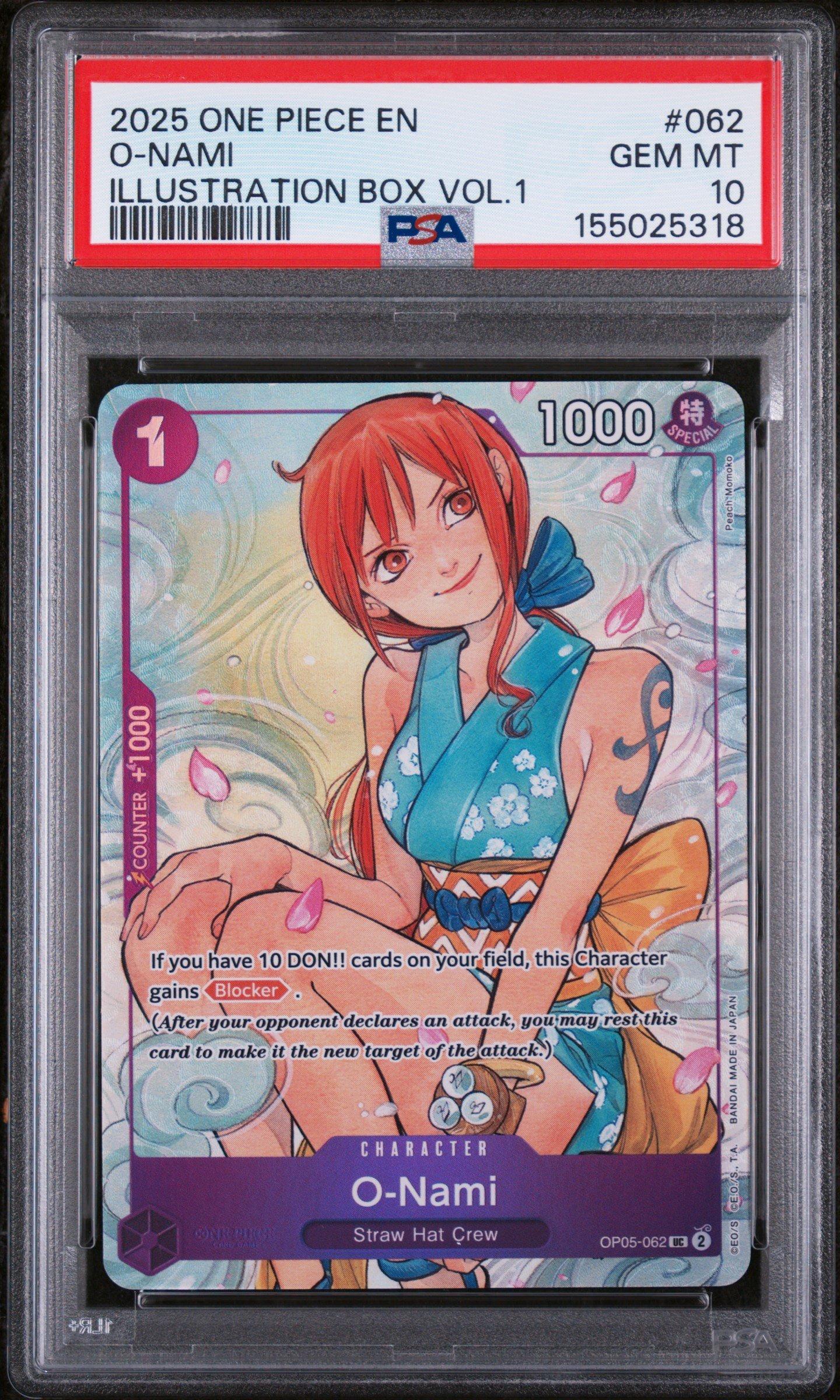 2025 One Piece Promos 062 O-nami Illustration Box Vol.1 PSA 10