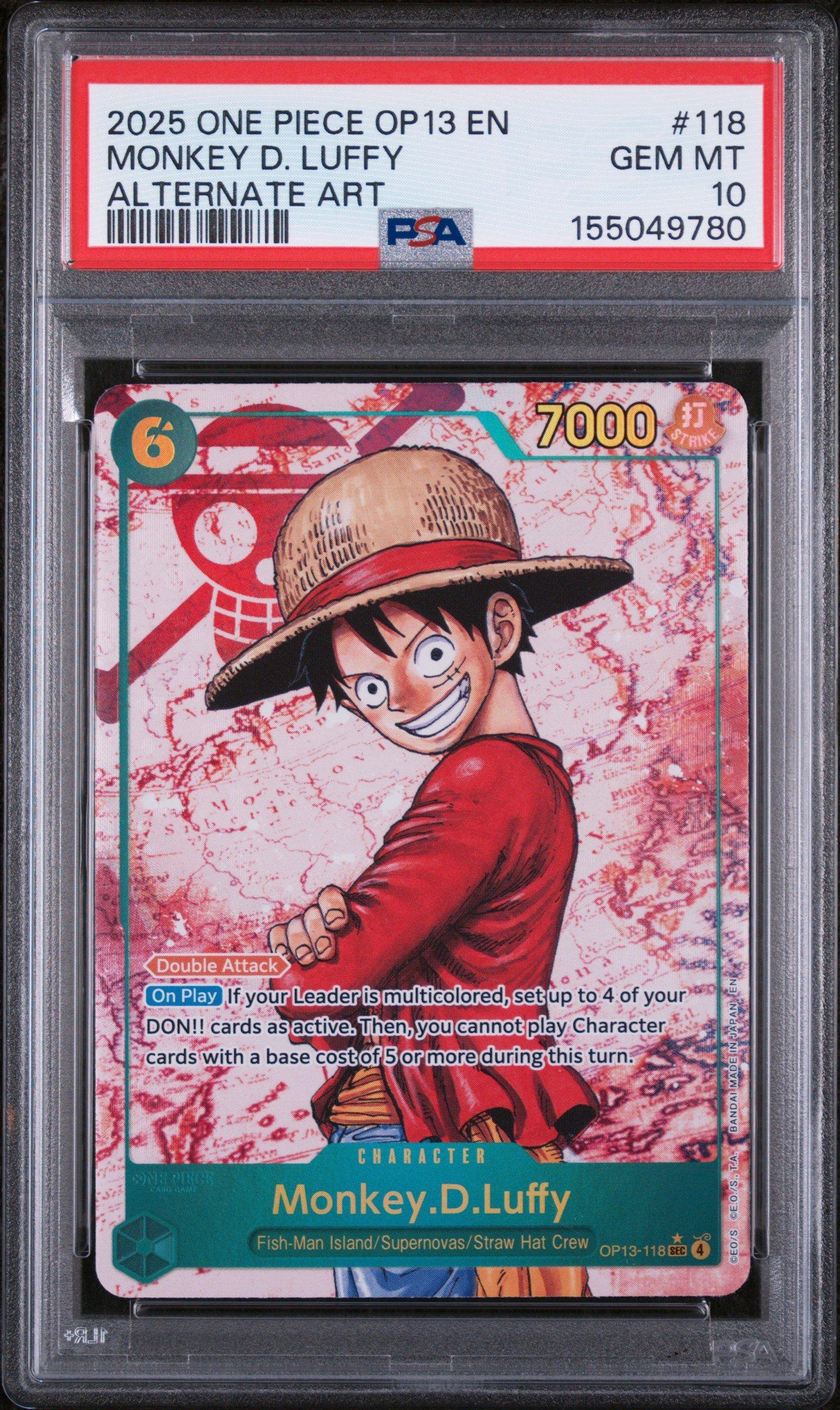 2025 ONE PIECE OP13-116 ルフィカード PSA10 2025 One Piece Op13-carrying On His Will 118 Monkey D. Luffy
