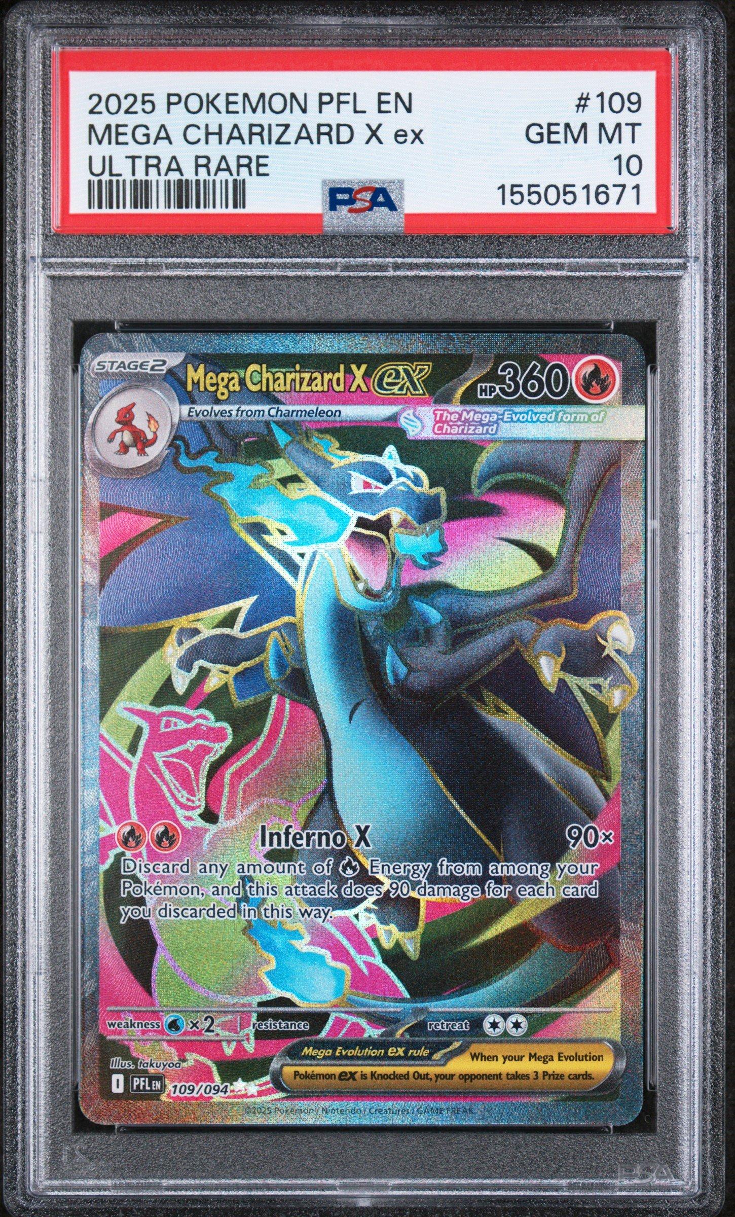 2025 Pokemon Pfl En-phantasmal Flames 109 Mega Charizard X Ex