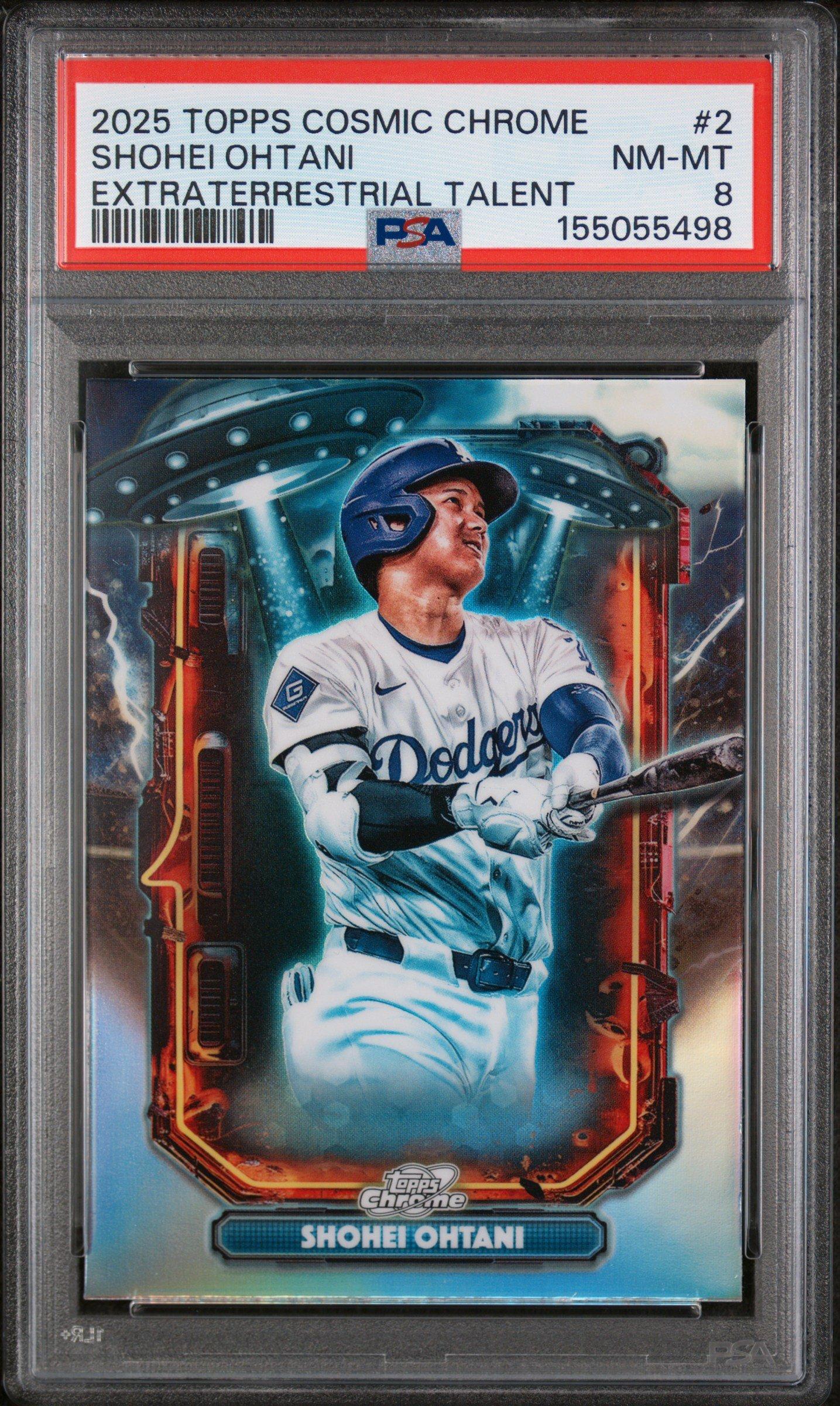 cosmic sports cards graded cards 2025 Topps Cosmic Chrome Extraterrestrial Talent 2 Shohei Ohtani PSA 8 Graded  Card