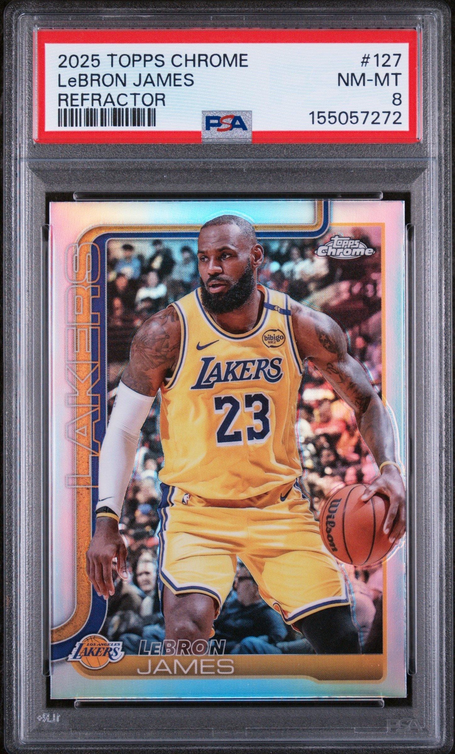 2025 Topps Chrome 127 Lebron James Refractor PSA 8
