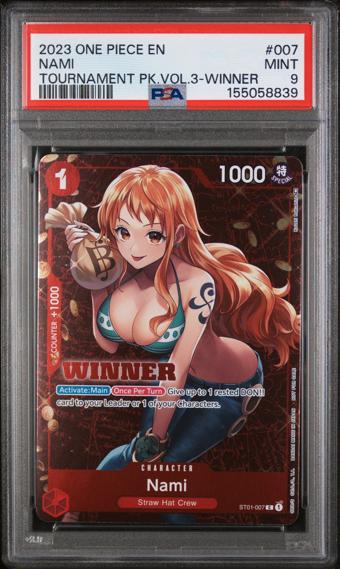 2023 One Piece Promos 007 Nami Tournament Pack Vol.3-winner PSA 9