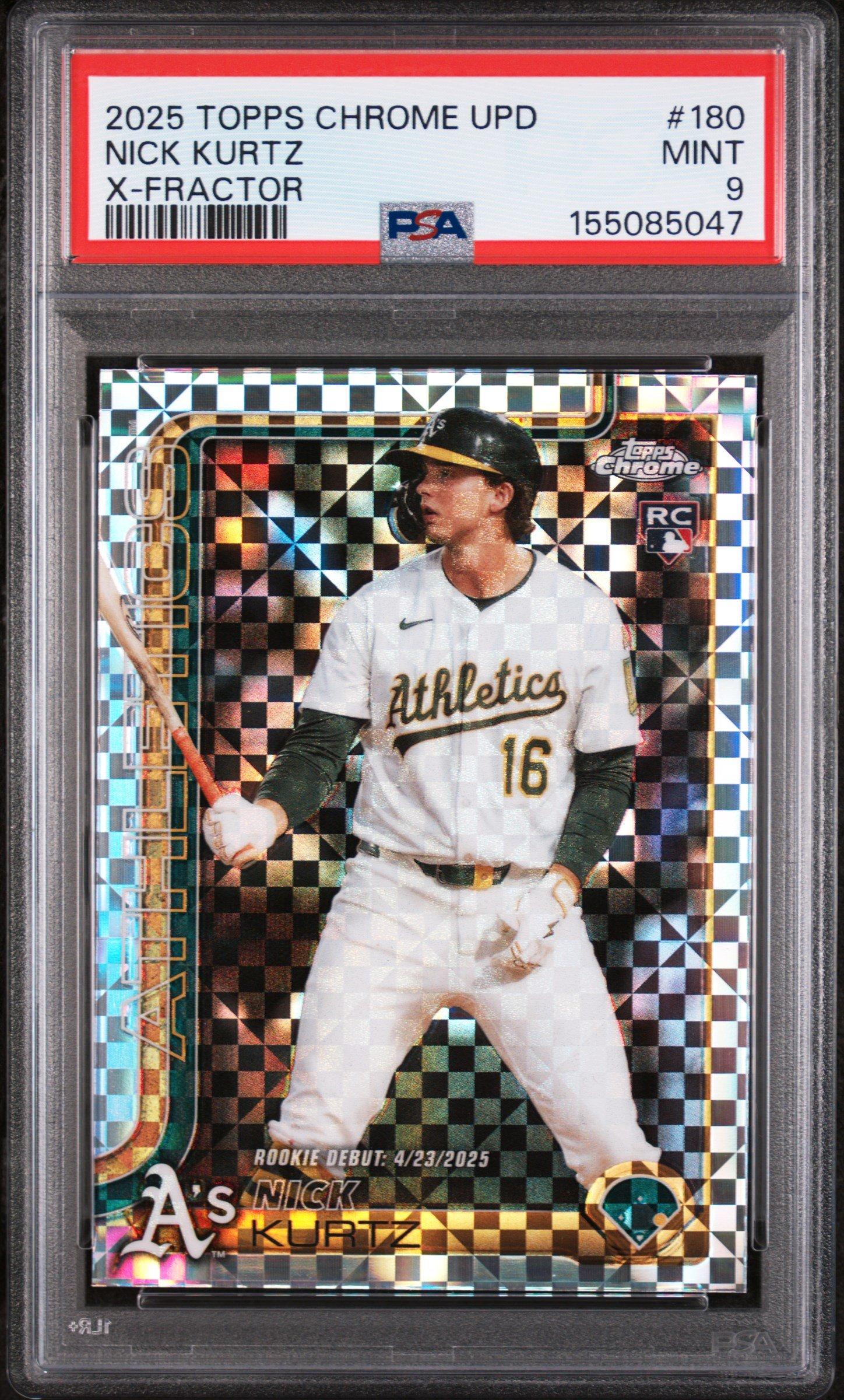 2025 Topps Chrome Update 180 Nick Kurtz X-fractor PSA 9 Graded