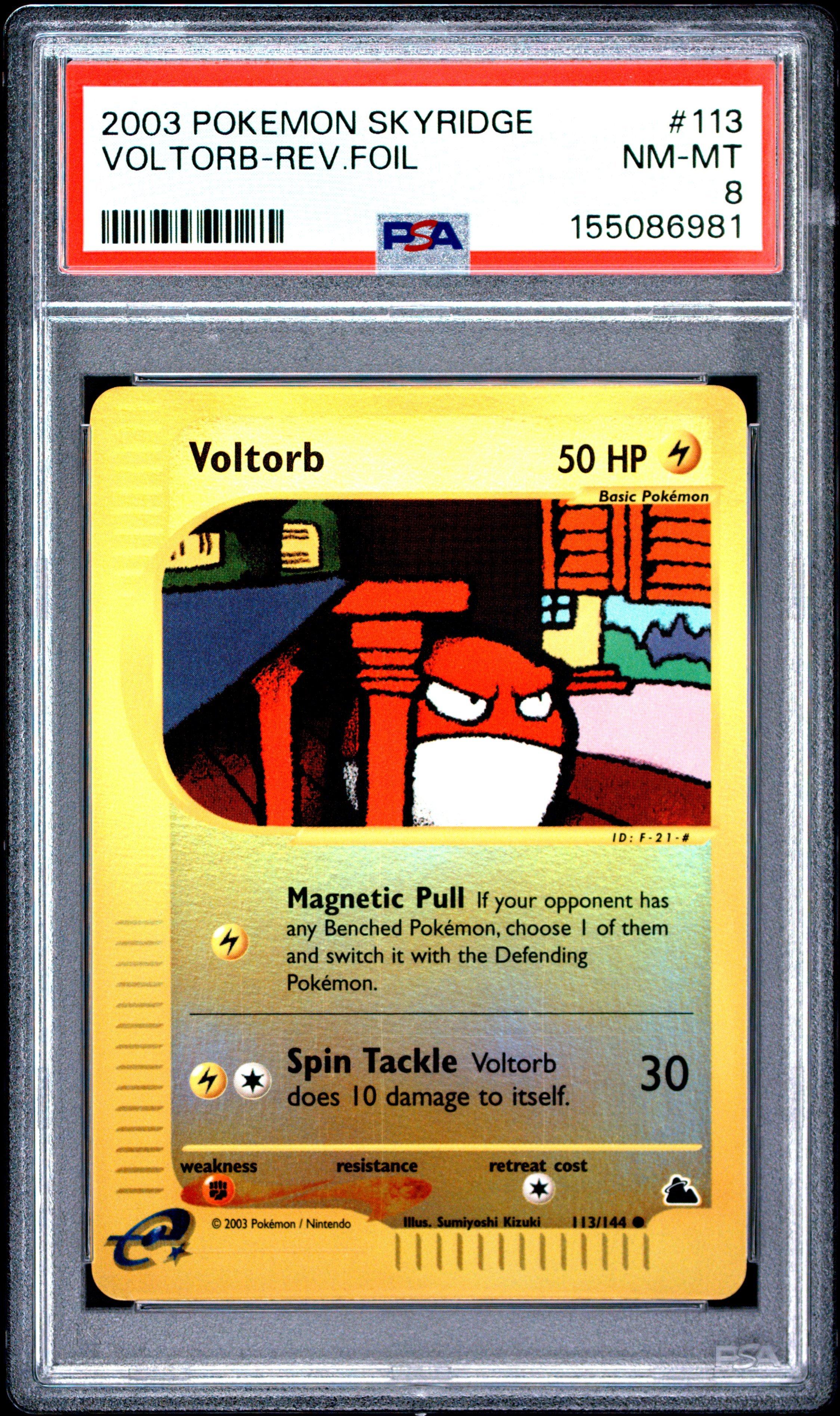 2003 Pokemon Skyridge 113 Voltorb-reverse Foil PSA 8 Graded Card