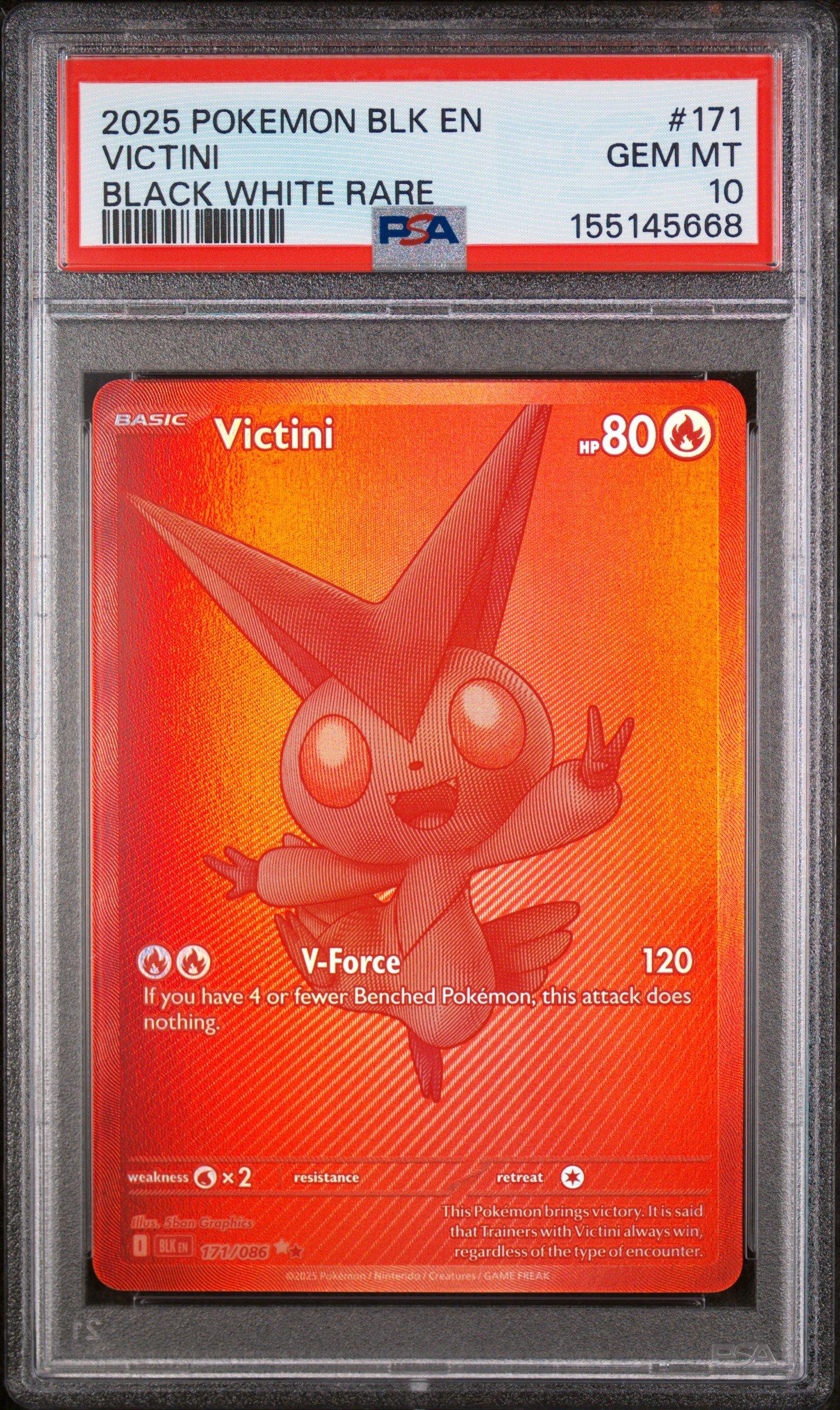 2025 Pokemon Blk En-black Bolt 171 Victini Black White Rare PSA 10