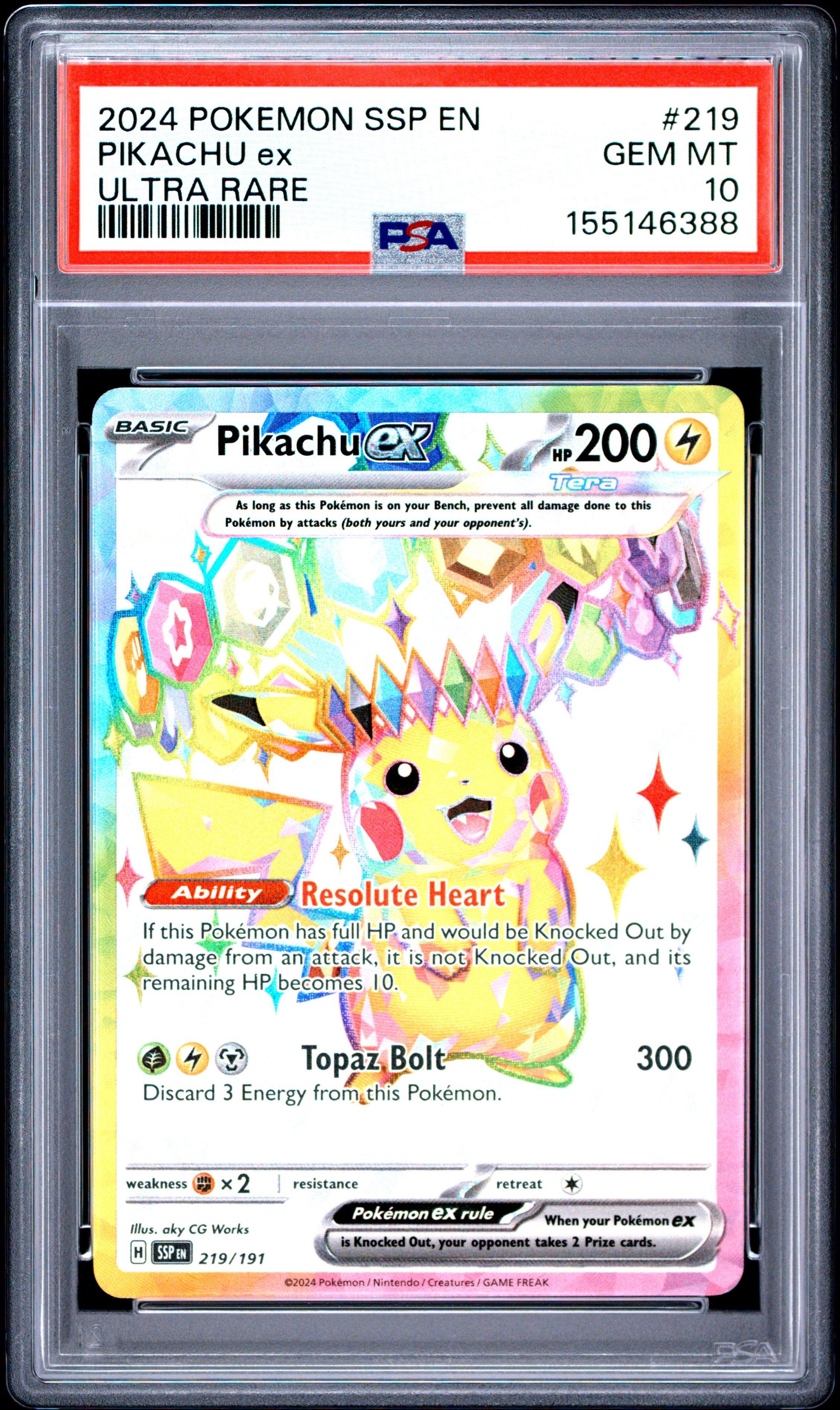 2024 Pokemon Ssp En-surging Sparks 219 Pikachu Ex Ultra Rare PSA
