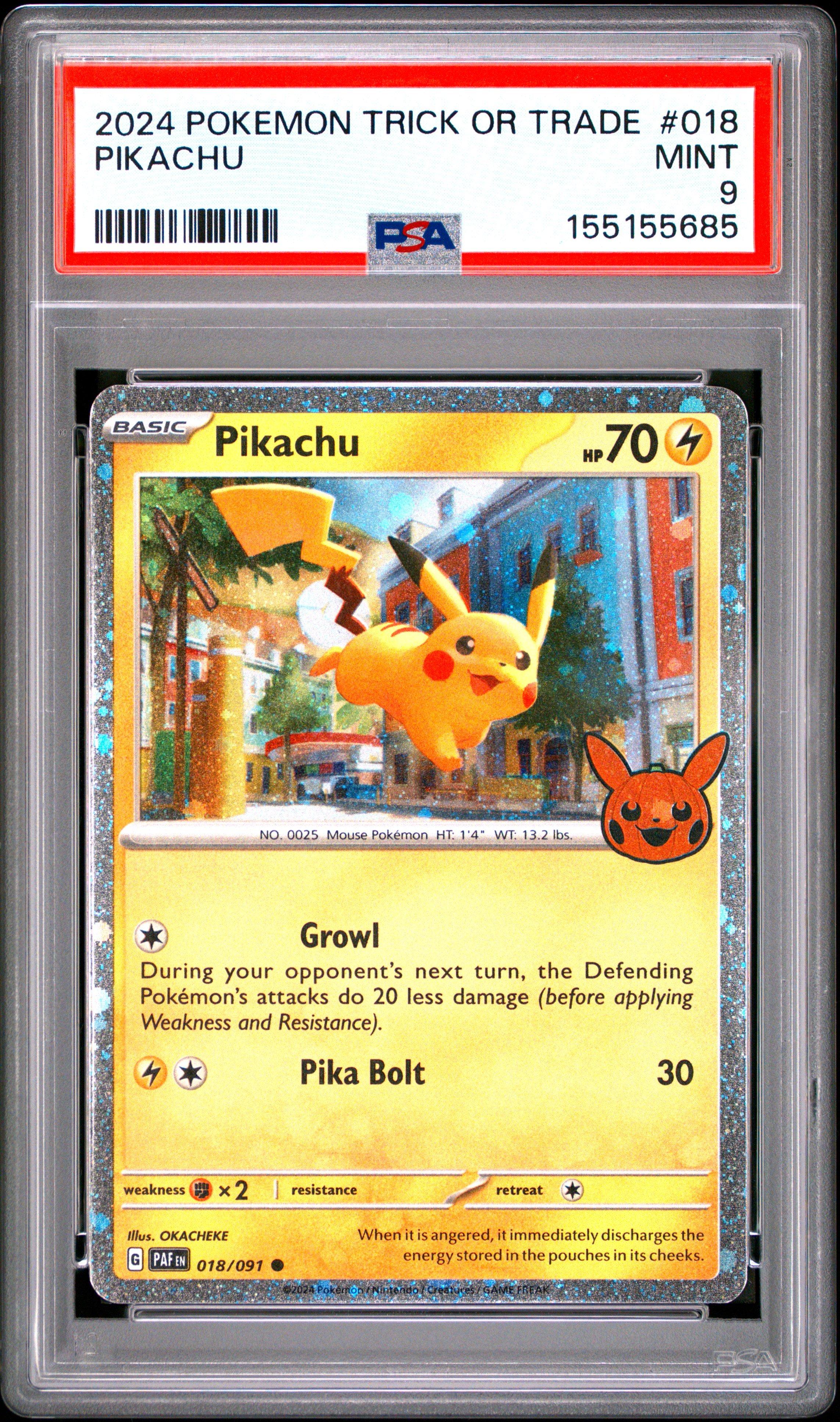2024 Pokemon Trick Or Trade 018 Pikachu PSA 9 Graded Card | GameStop
