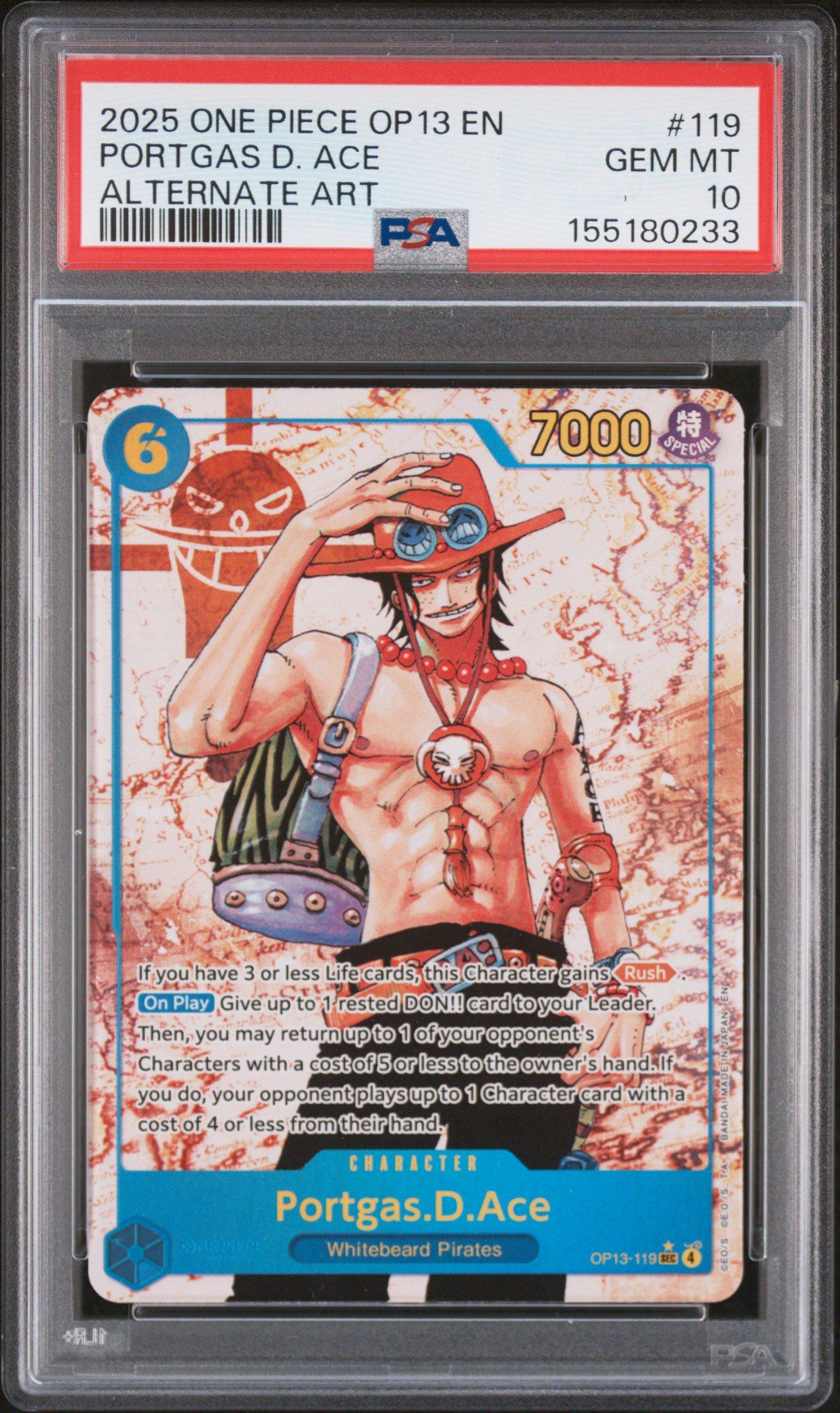 psa10 2025 ONE PIECE JP ポートガス・D・エース 2025 One Piece Op13-carrying On His Will 119 Portgas D. Ace
