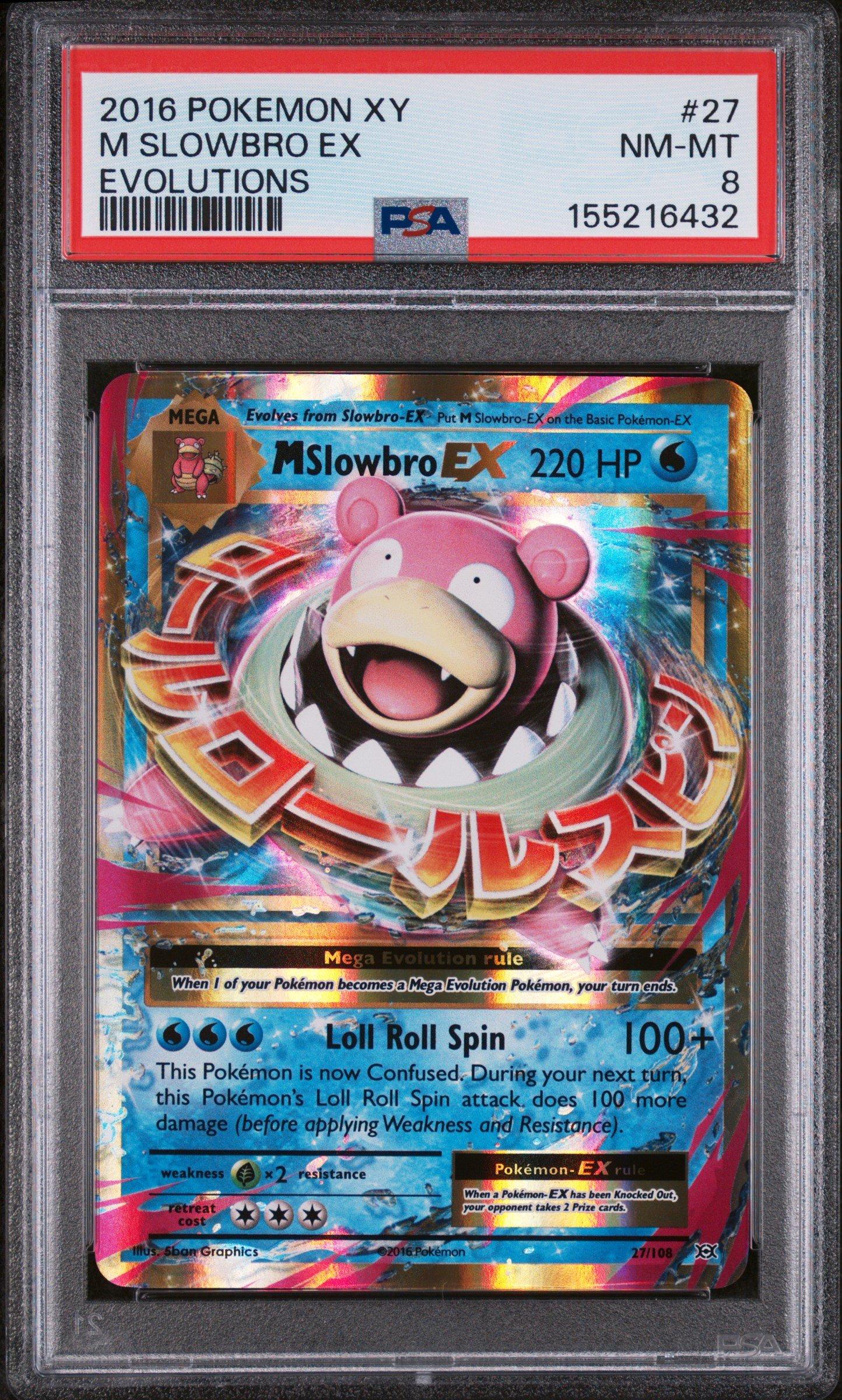 pokemon cards slowbro ex 2016 Xy Evolutions 27 M PSA 8 Graded Card This Pokemon cant attack during your next turn Slowbro Spirit Link Price &