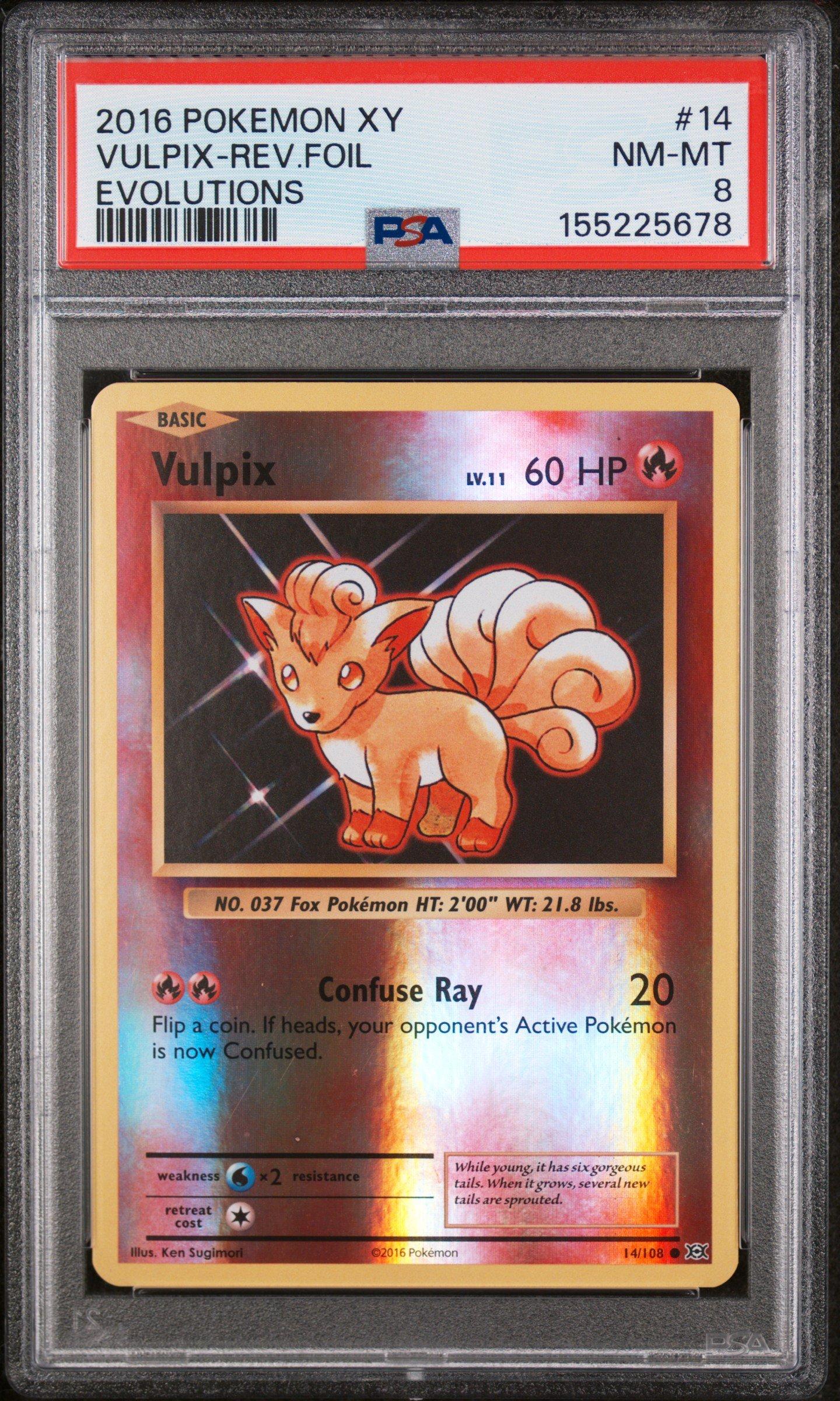 2016 Pokemon Xy Evolutions 14 Vulpix-reverse Foil PSA 8 Graded