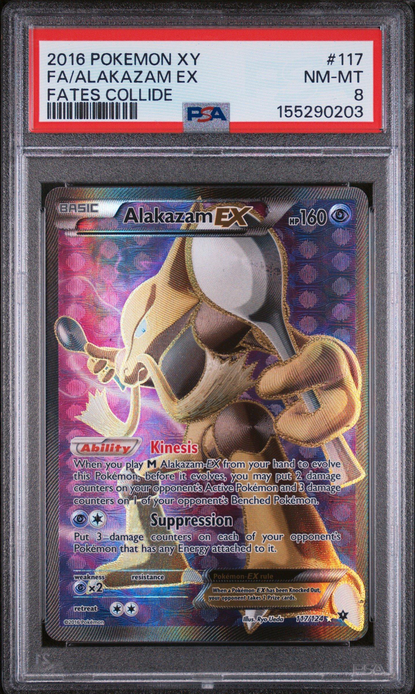 2016 Pokemon Xy Fates Collide 117 Full Art/alakazam Ex PSA 8