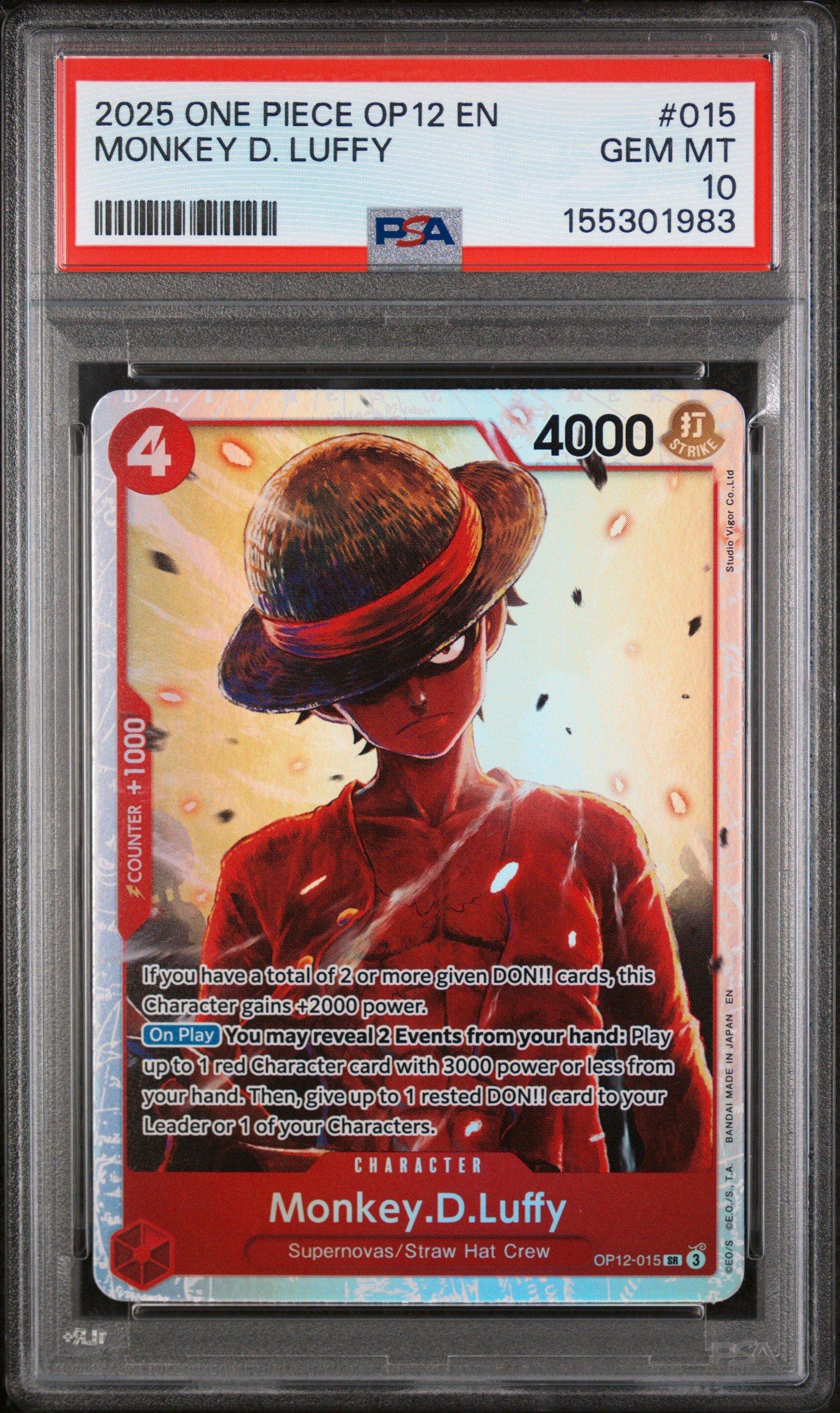 2025 ONE PIECE OP12-015 モンキー・D・ルフィ PSA10 2025 One Piece Op12-legacy Of The Master 015 Monkey D. Luffy PSA