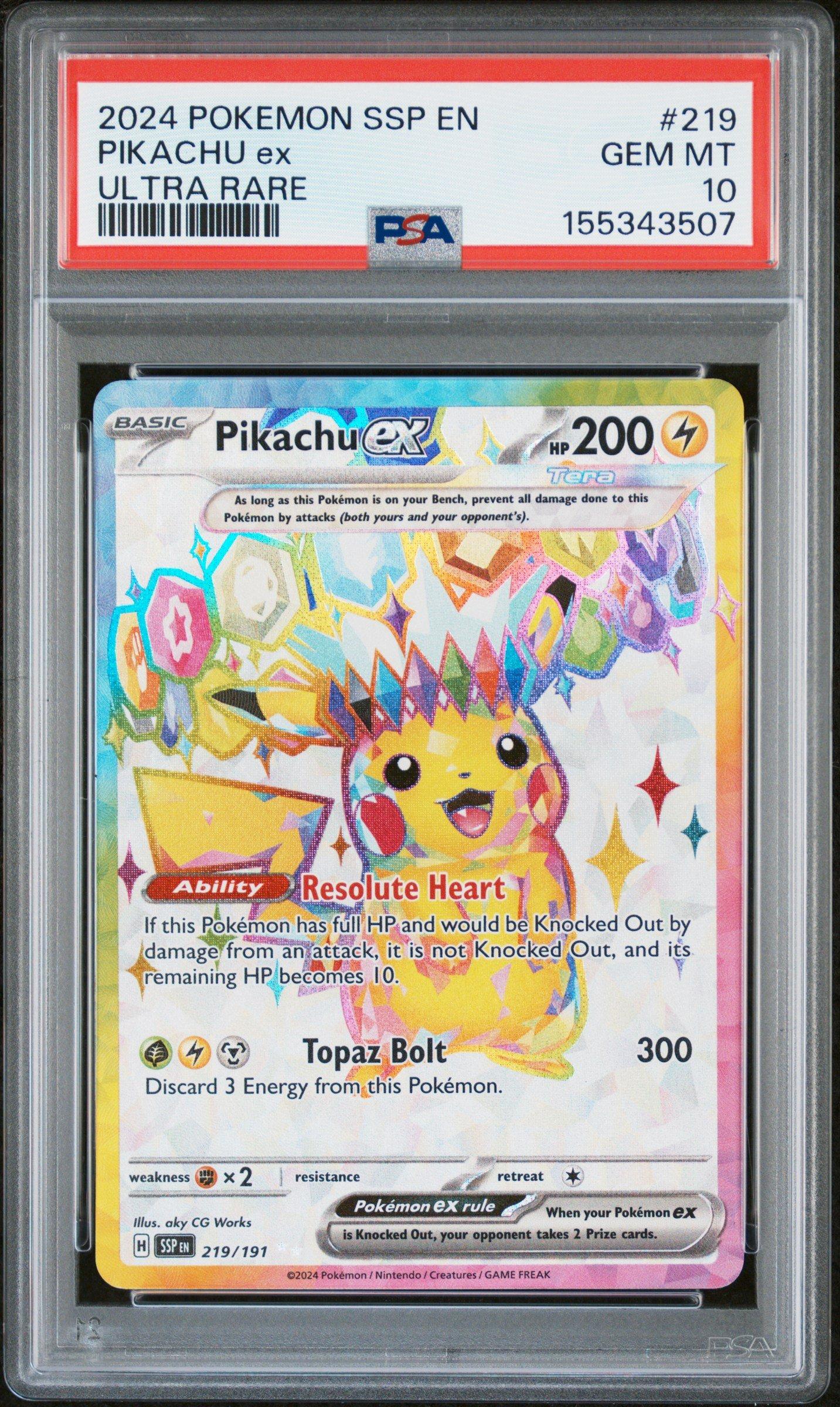 2024 Pokemon Ssp En-surging Sparks 219 Pikachu Ex Ultra Rare PSA