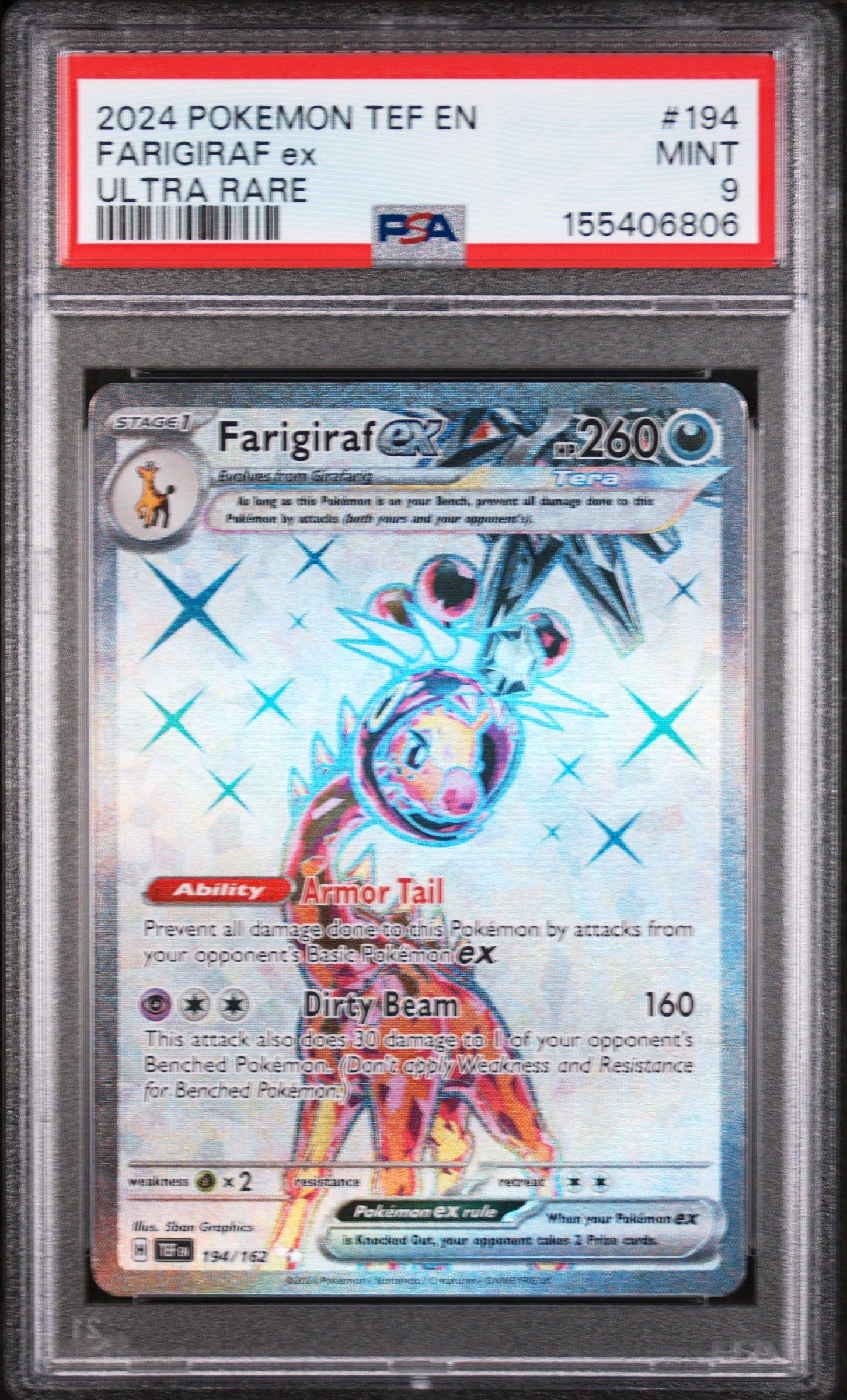 2024 Pokemon Tef En-temporal Forces 194 Farigiraf Ex Ultra Rare PSA 9  Graded Card | GameStop