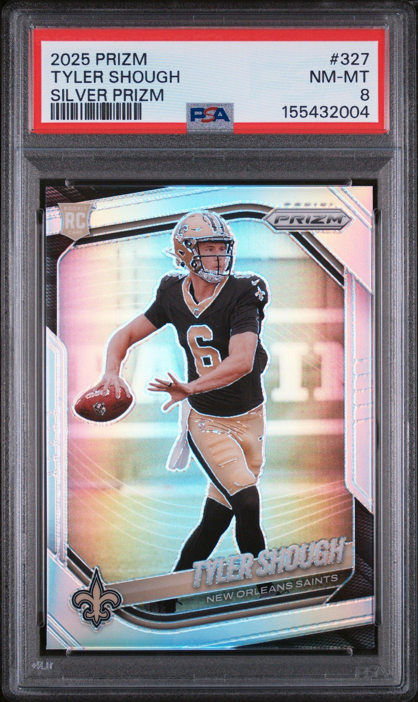 2025 Panini Prizm 327 Tyler Shough Silver Prizm PSA 8 Graded Card