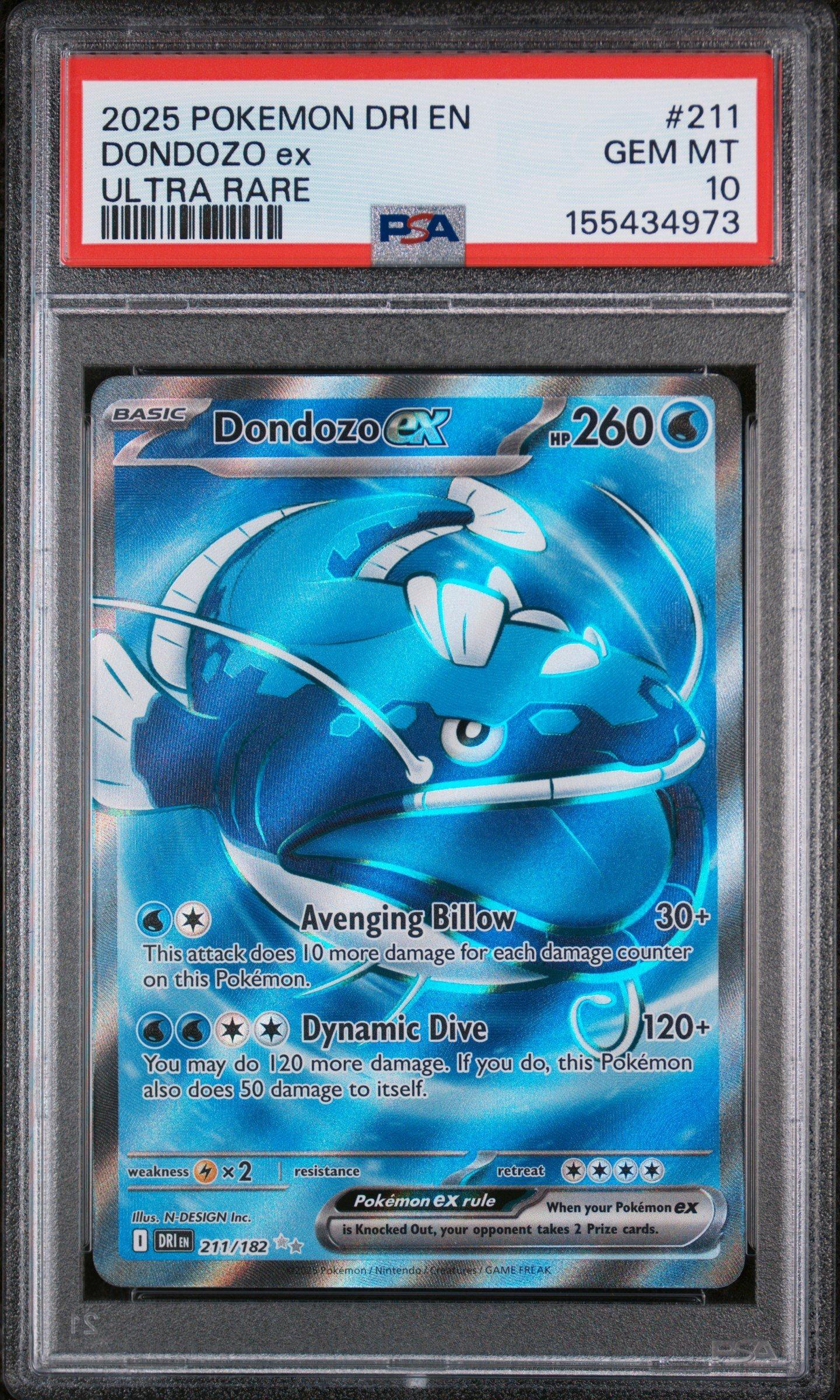 2025 Pokemon Dri En-destined Rivals 211 Dondozo Ex Ultra Rare PSA
