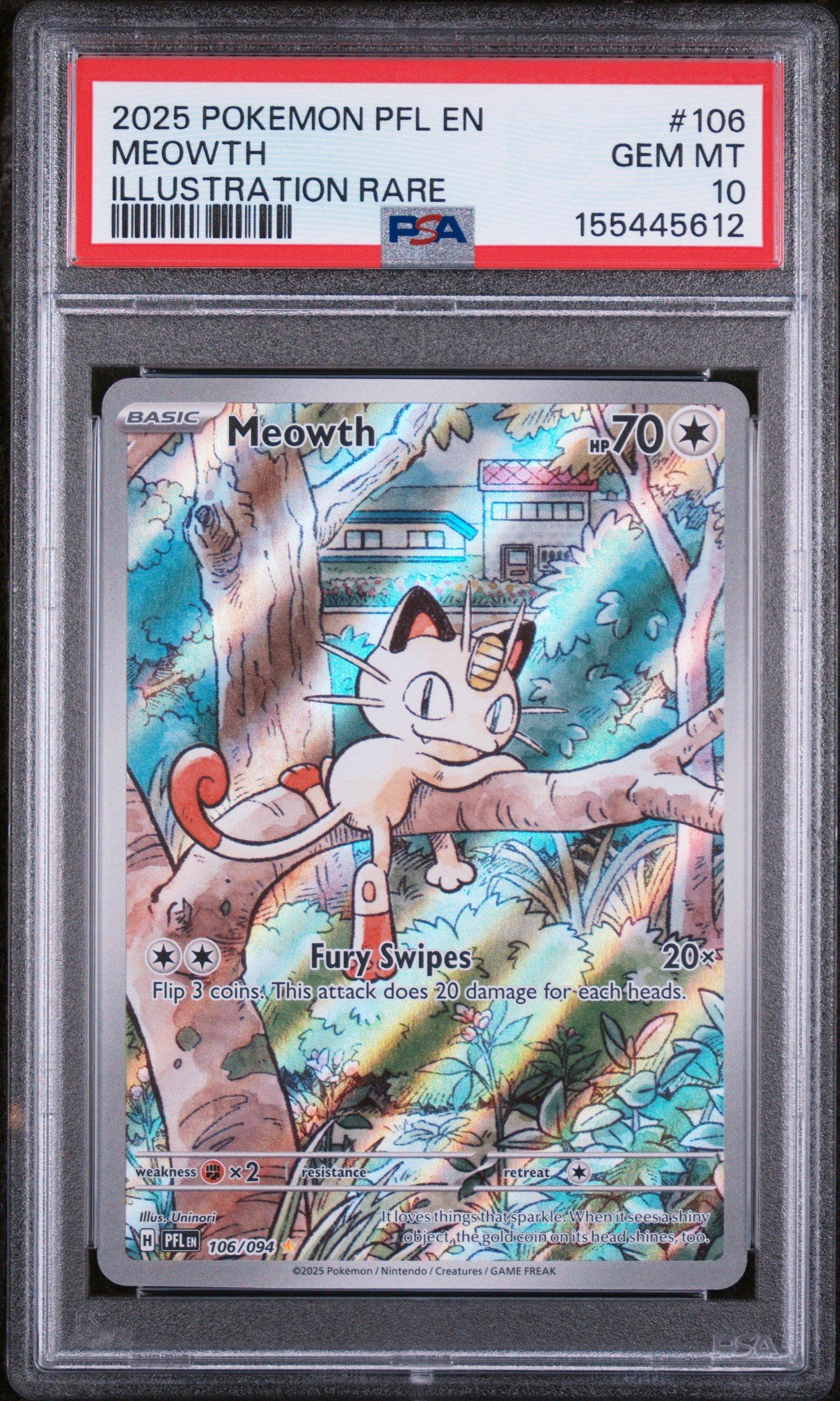 2025 Pokemon Pfl En-phantasmal Flames 106 Meowth Illustration Rare