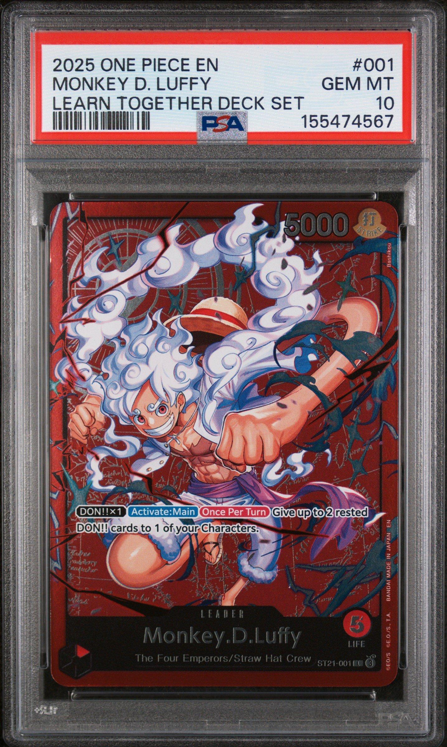 2025 One Piece Learn Together Deck Set 001 Monkey D. Luffy PSA 10